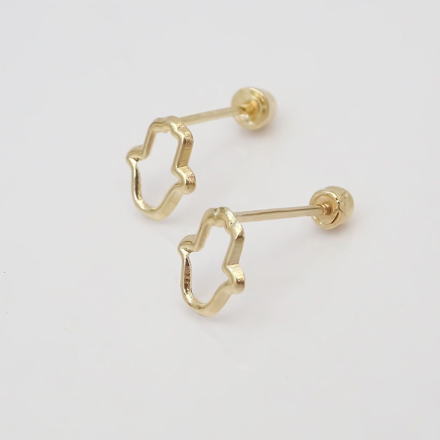 Amor Eterno - Broqueles Mano De Fátima Silueta Aretes Oro 10k