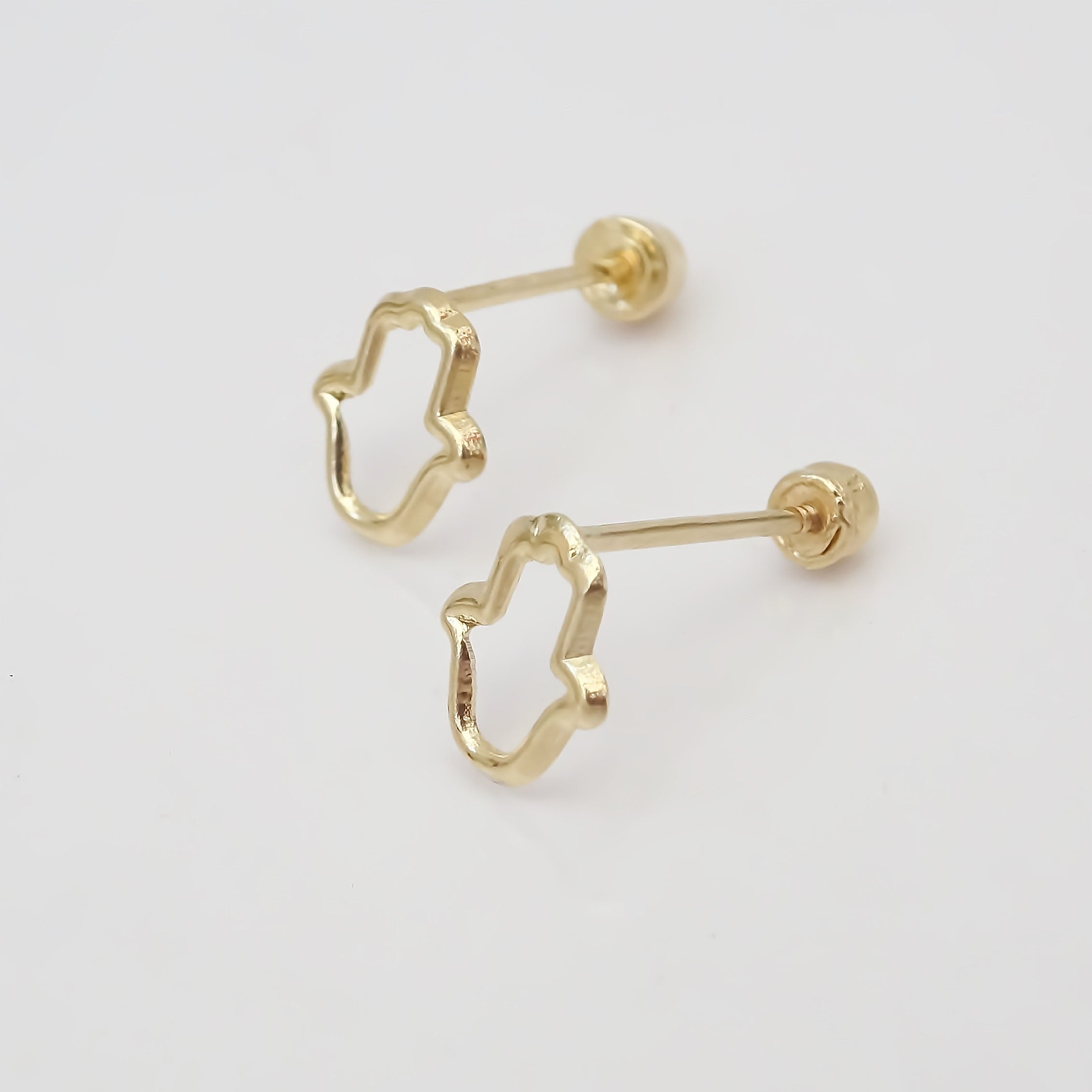 Amor Eterno - Broqueles Mano De Fátima Silueta Aretes Oro 10k