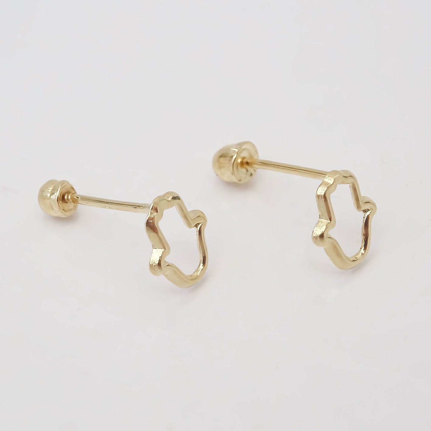 Amor Eterno - Broqueles Mano De Fátima Silueta Aretes Oro 10k
