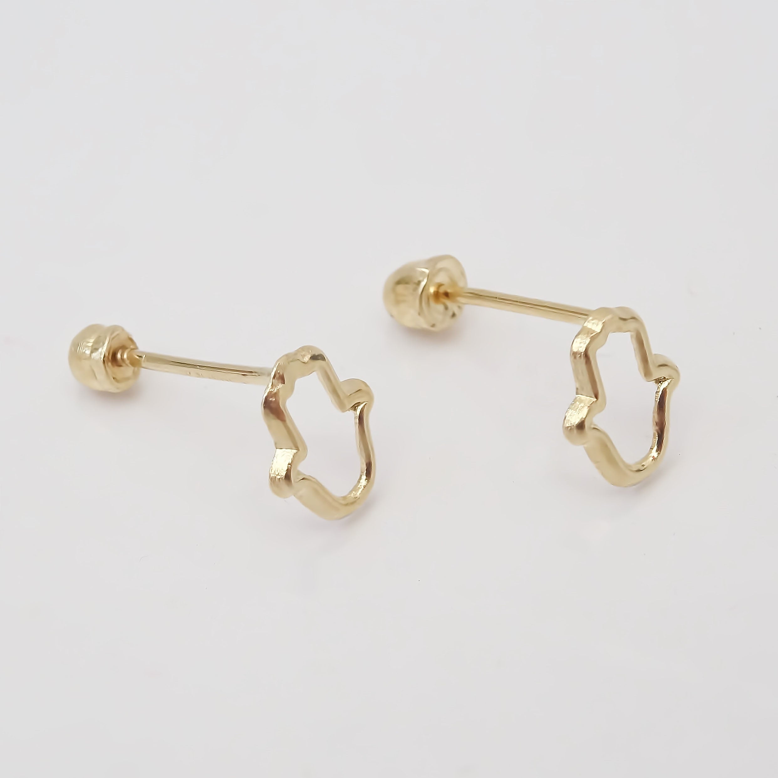 Amor Eterno - Broqueles Mano De Fátima Silueta Aretes Oro 10k