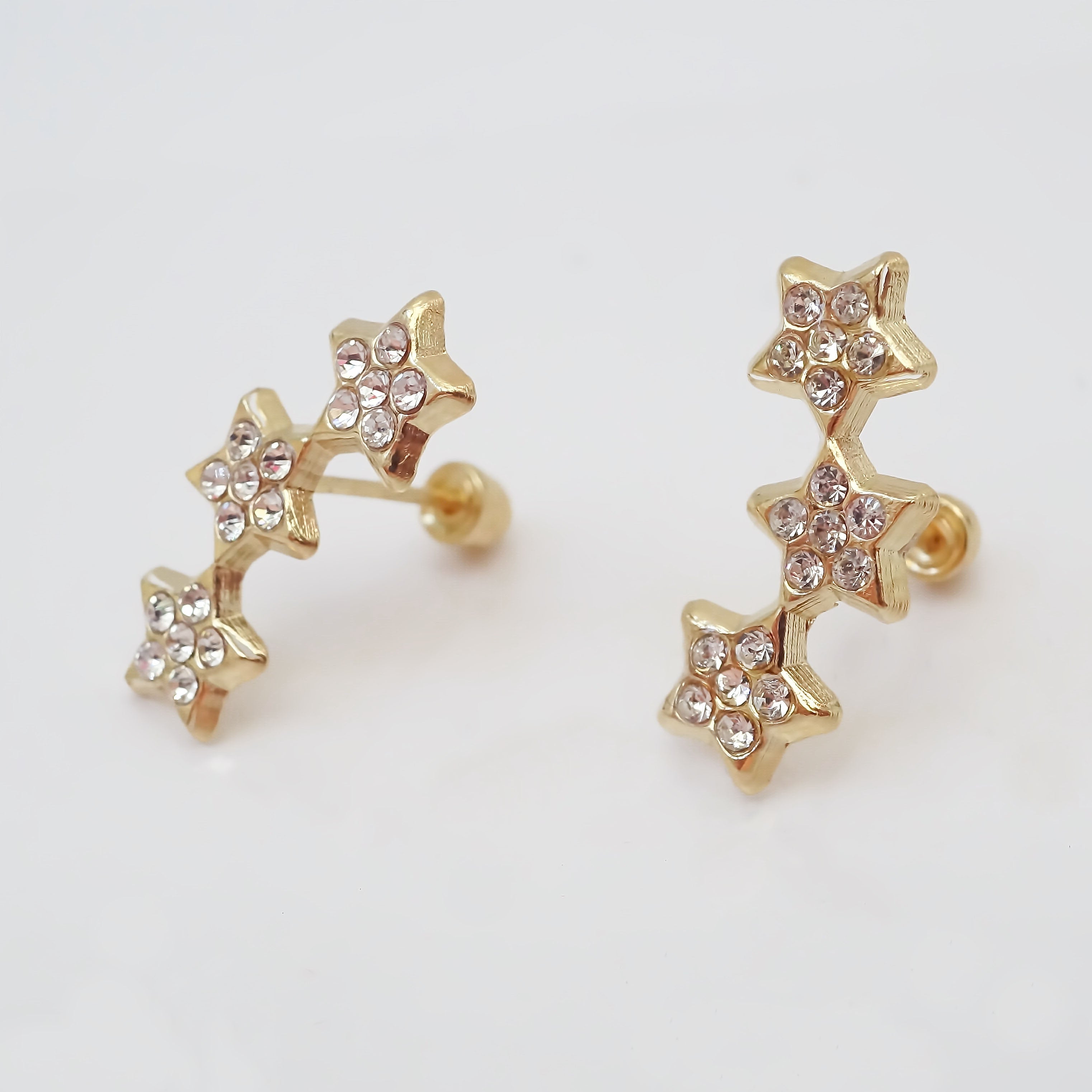 Amor Eterno - Broqueles Estrella Fugaz 15p* / Aretes Oro 10k