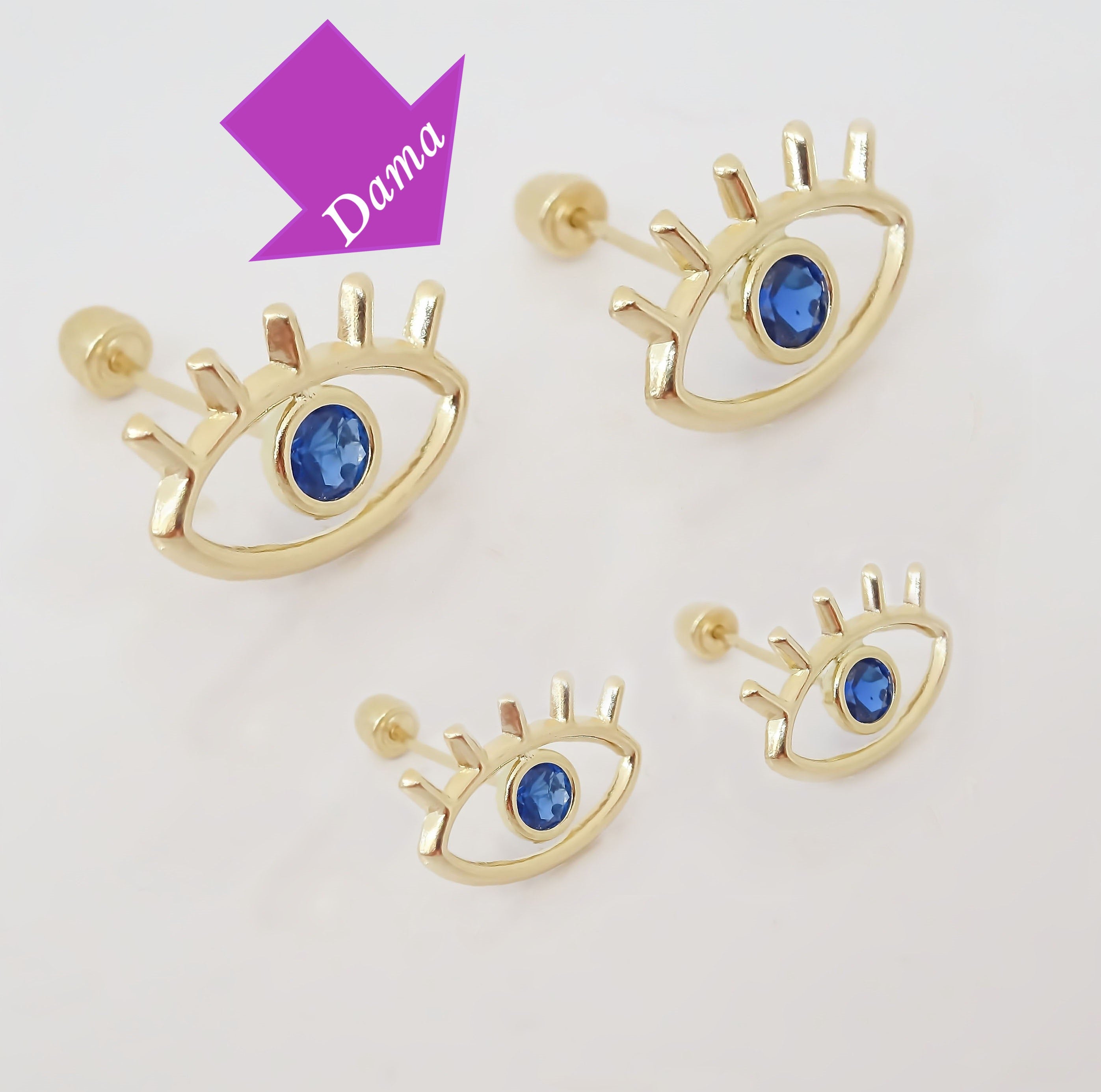 Amor Eterno - Broqueles Ojo Turco Pestañas Aretes / Oro 10k