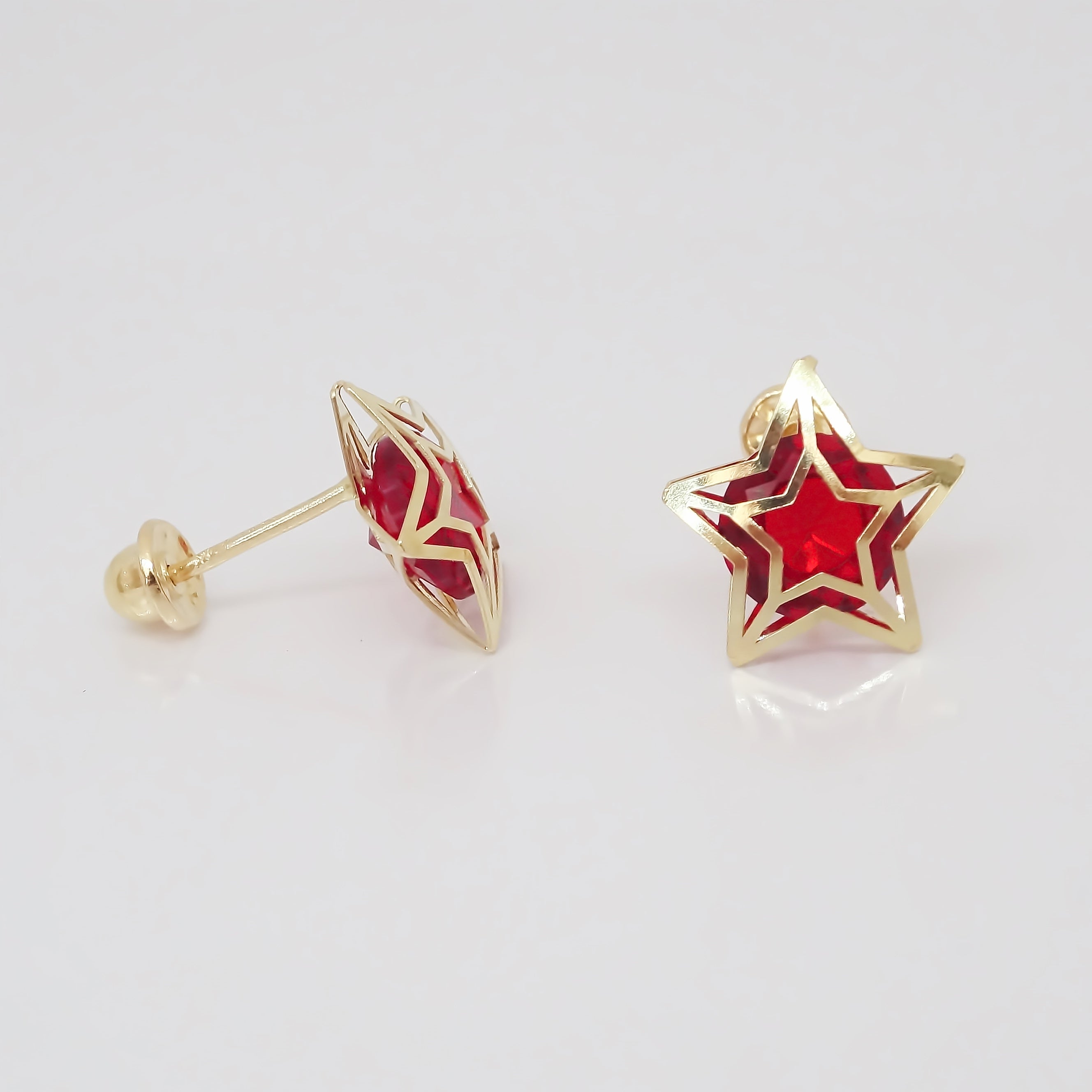 Amor Eterno - Broqueles Estrella Tecno / Aretes / Oro 10k