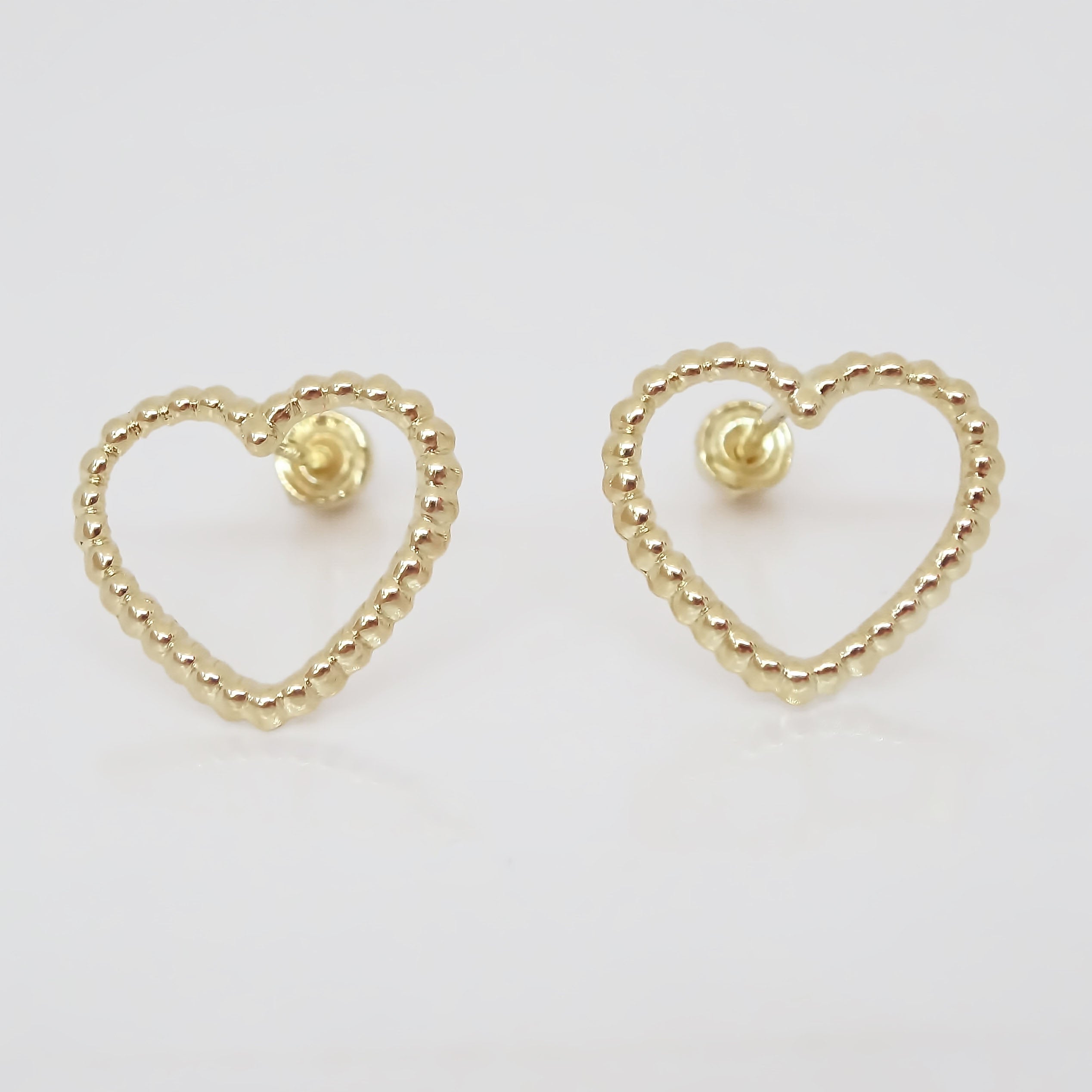 Amor Eterno - Broqueles Corazón / Aretes / Oro Sólido 10k