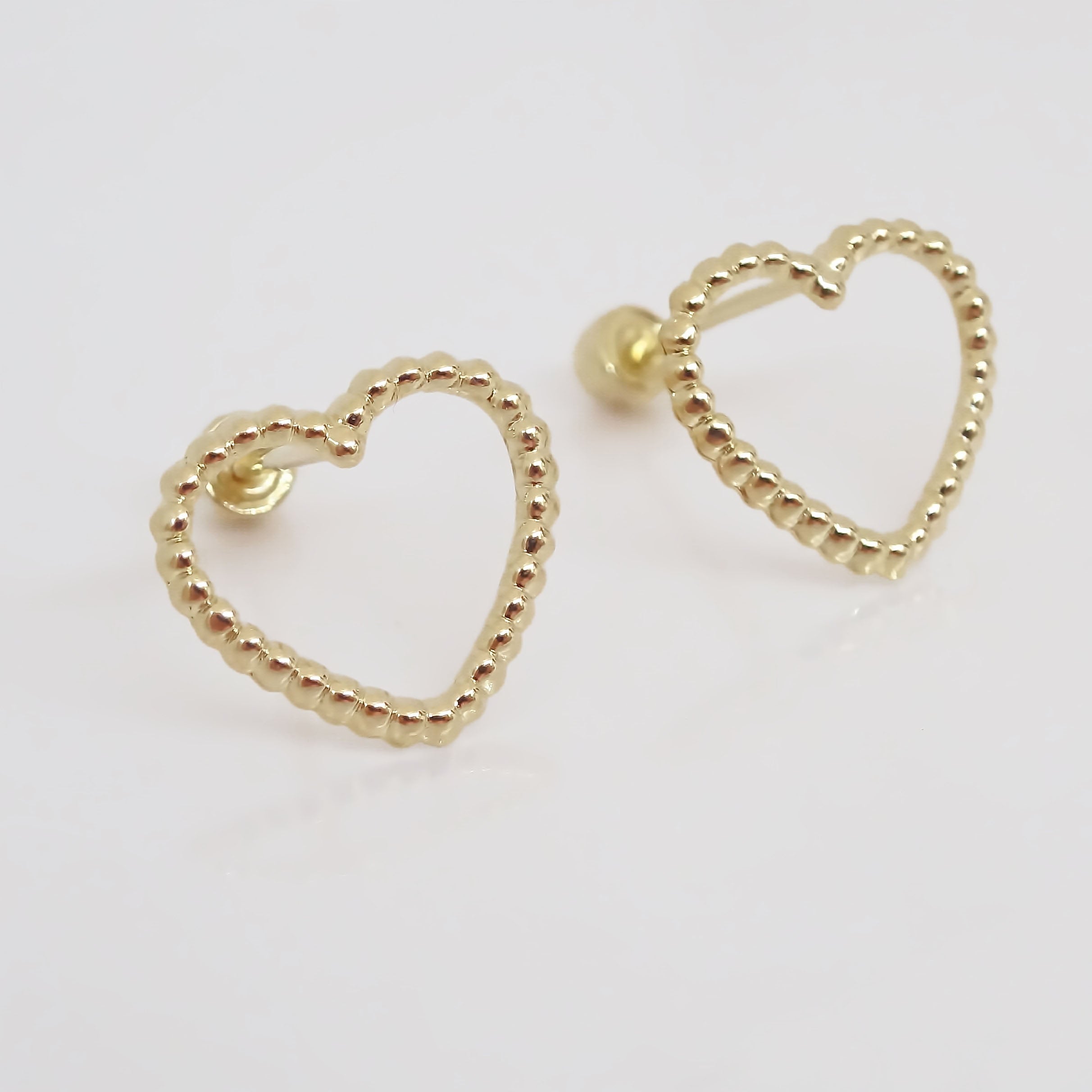 Amor Eterno - Broqueles Corazón / Aretes / Oro Sólido 10k