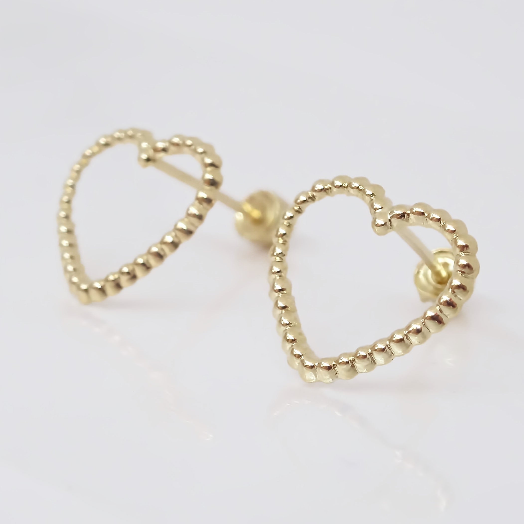 Amor Eterno - Broqueles Corazón / Aretes / Oro Sólido 10k