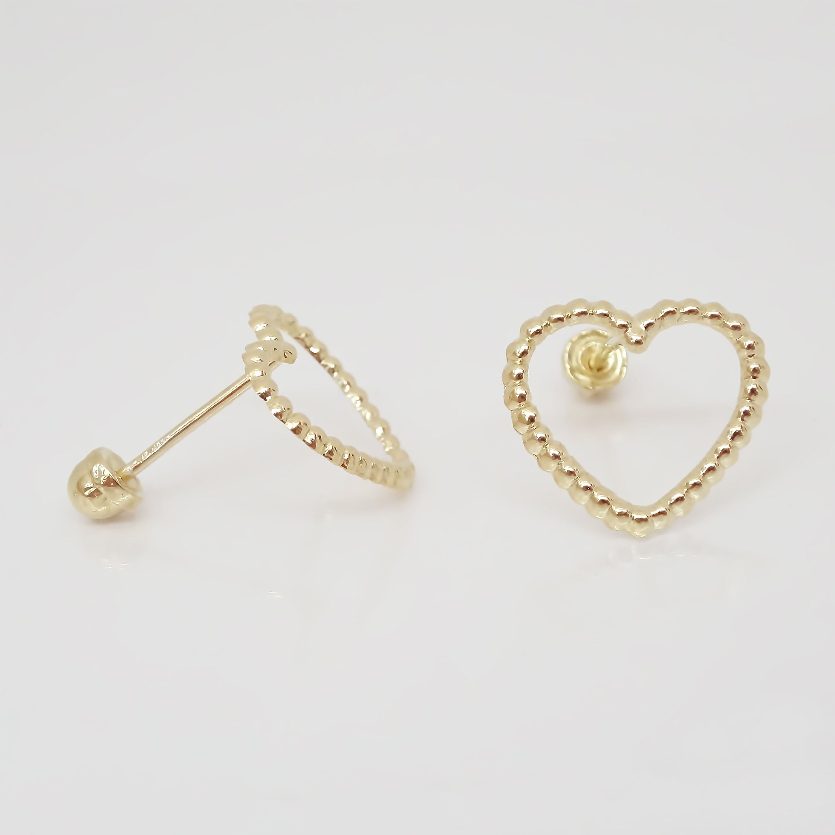 Amor Eterno - Broqueles Corazón / Aretes / Oro Sólido 10k