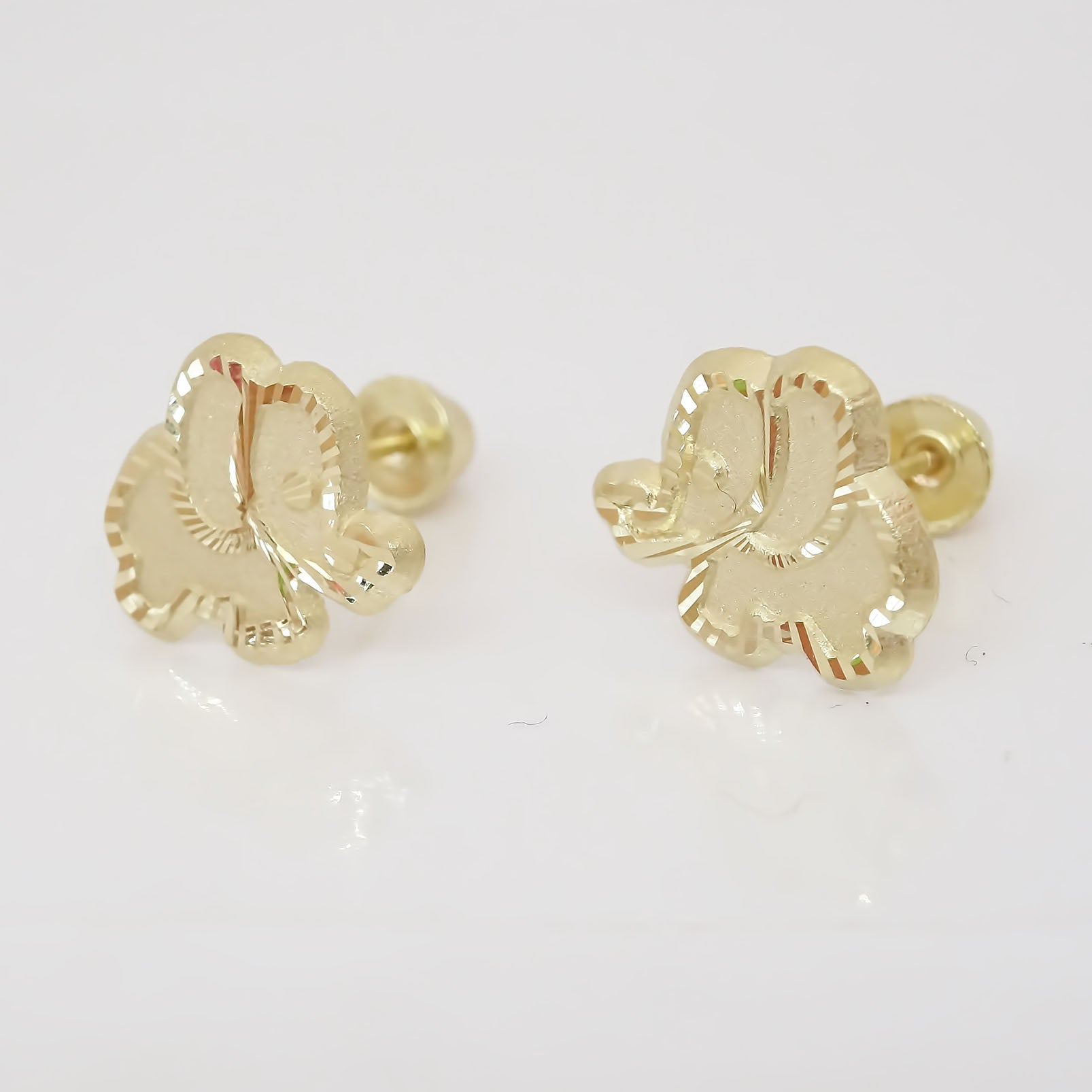 Amor Eterno - Broqueles Elefante Facetado Aretes / Oro 10k