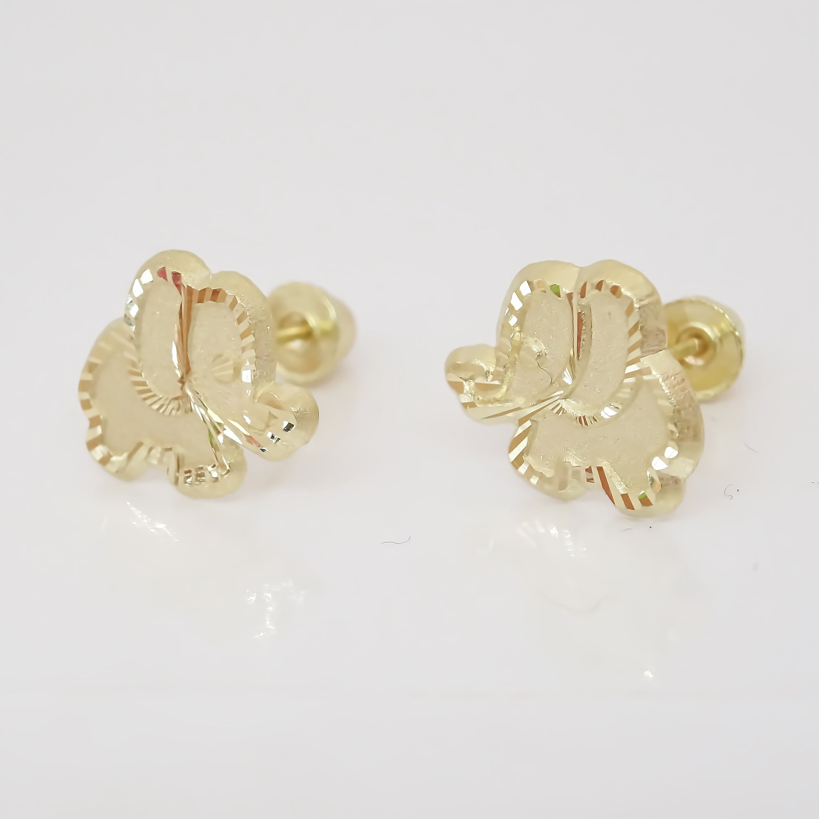 Amor Eterno - Broqueles Elefante Facetado Aretes / Oro 10k