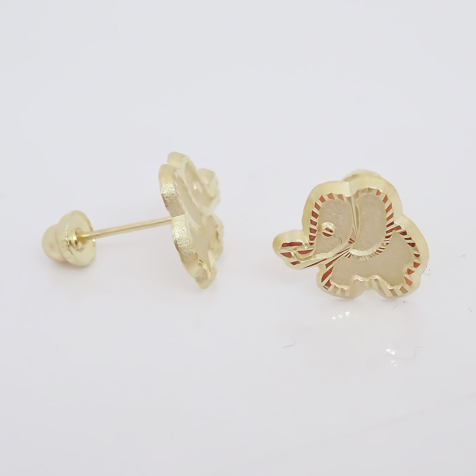 Amor Eterno - Broqueles Elefante Facetado Aretes / Oro 10k