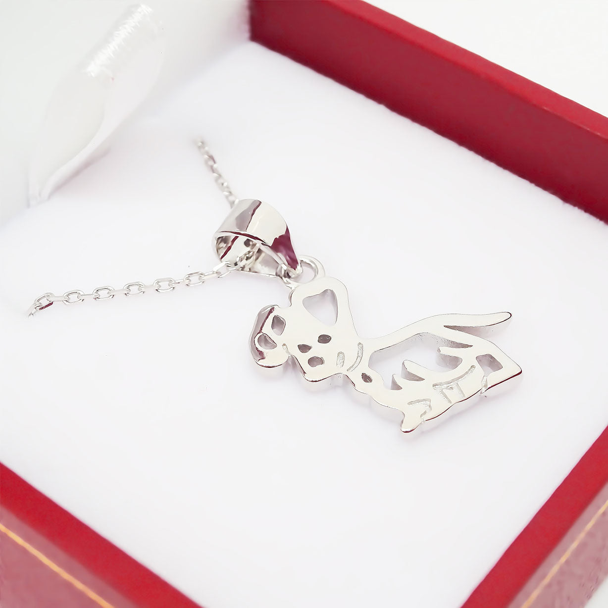 Amor Eterno - Dije + Cadena Regalo Plata Oro 24k / Perrito