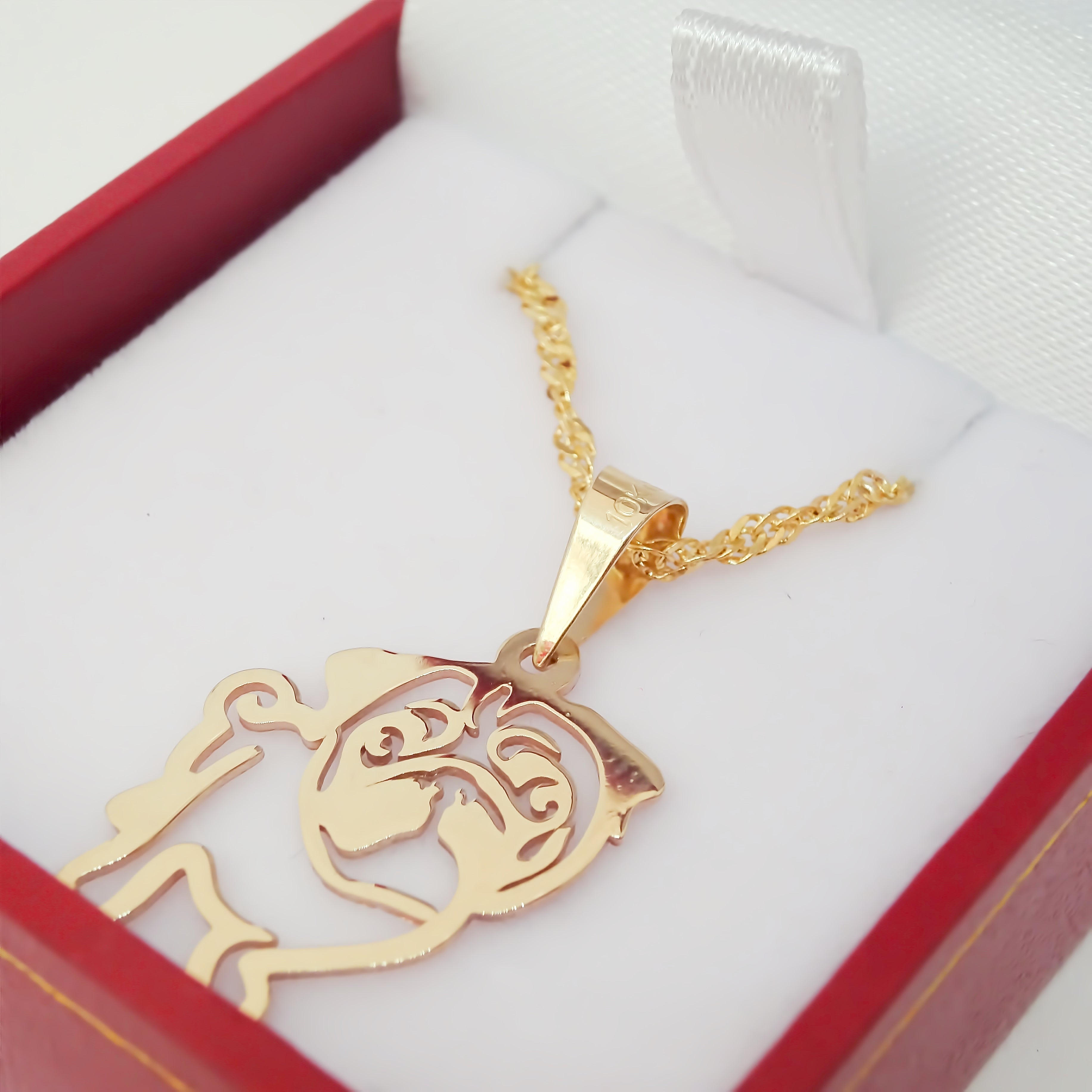 Amor Eterno - Dije Perrito Pug Oro 10k + Cadena de Regalo