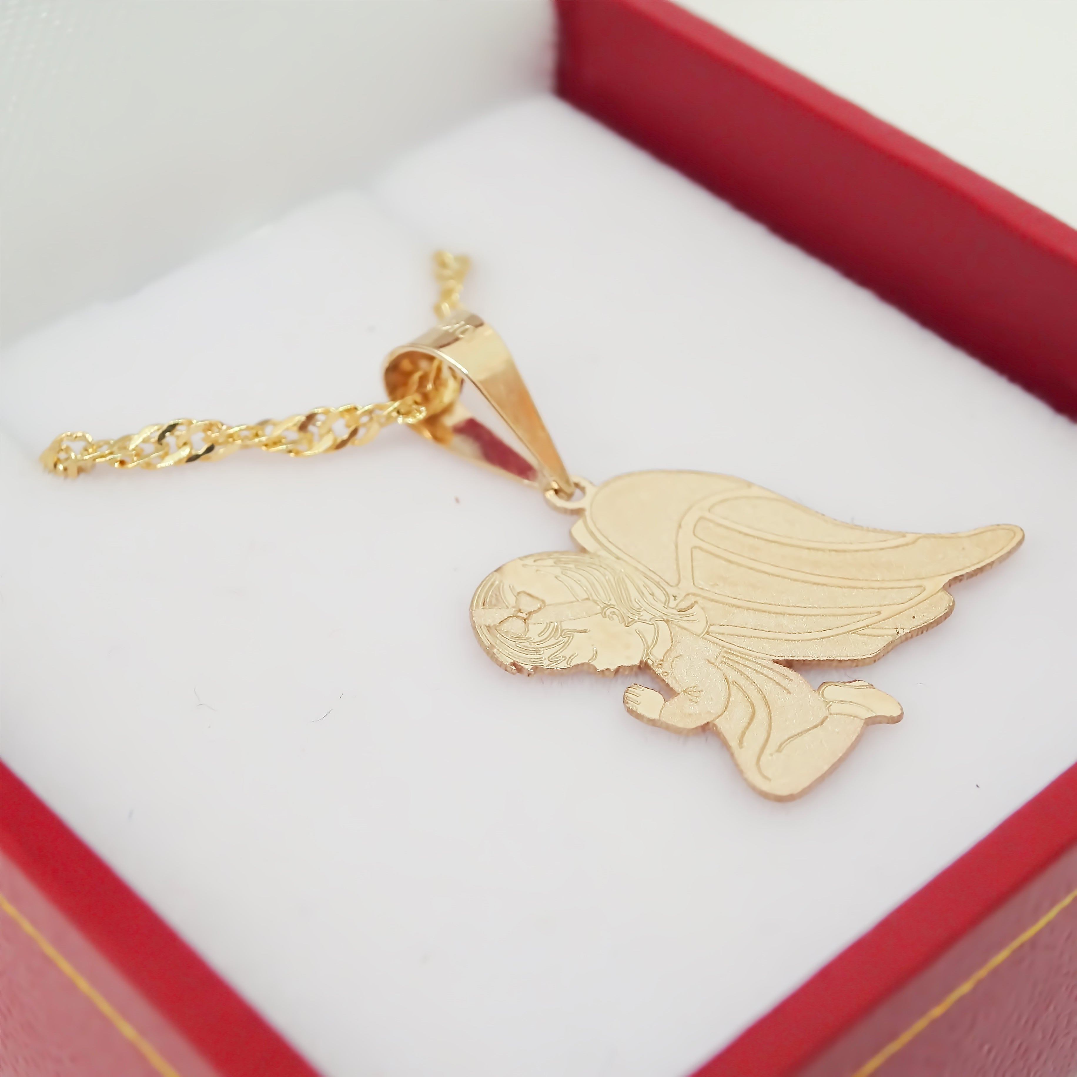 Amor Eterno - Dije Angel De La Guarda Oro Sólido 14k +cadena / Niña