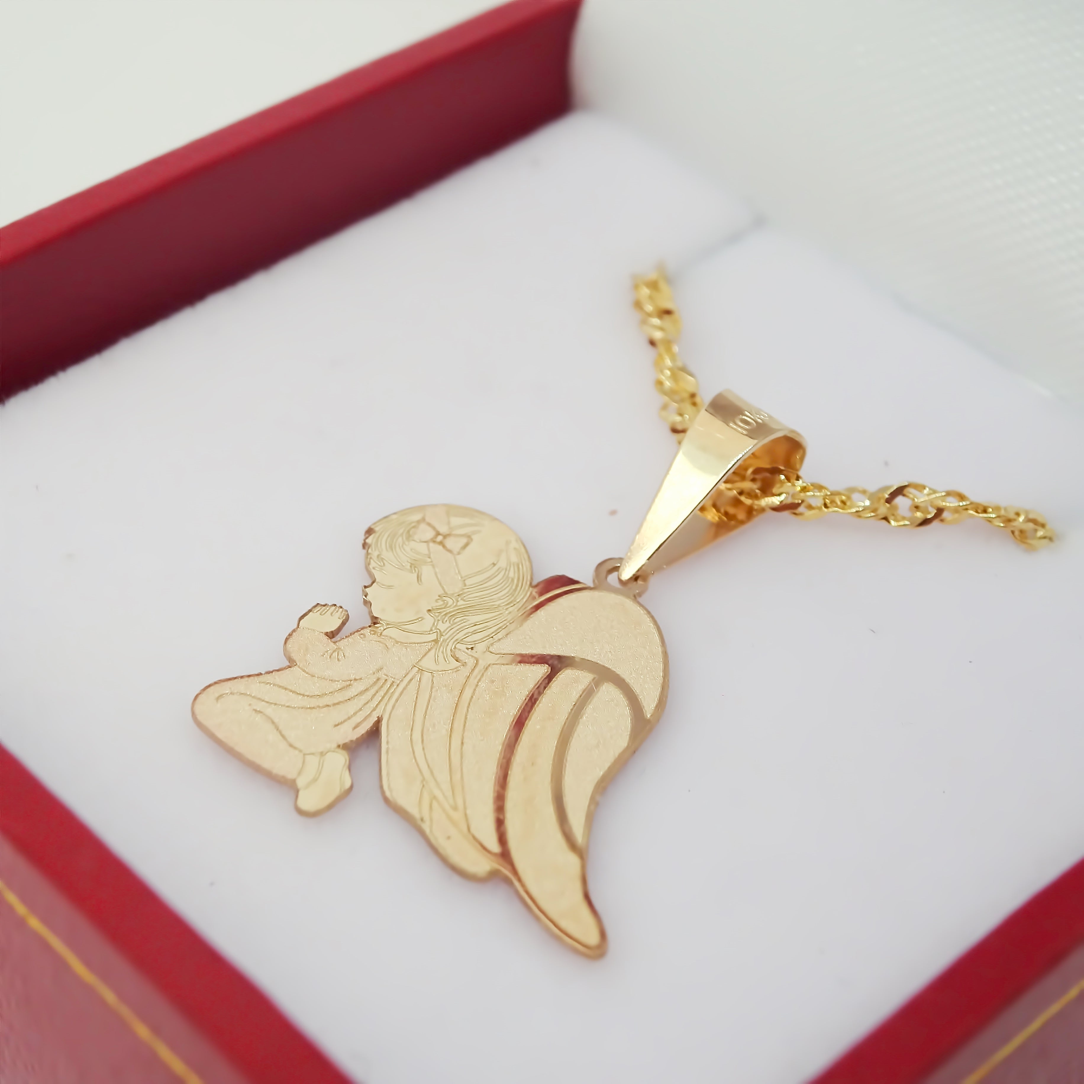 Amor Eterno - Dije Angel De La Guarda Oro Sólido 14k +cadena / Niña