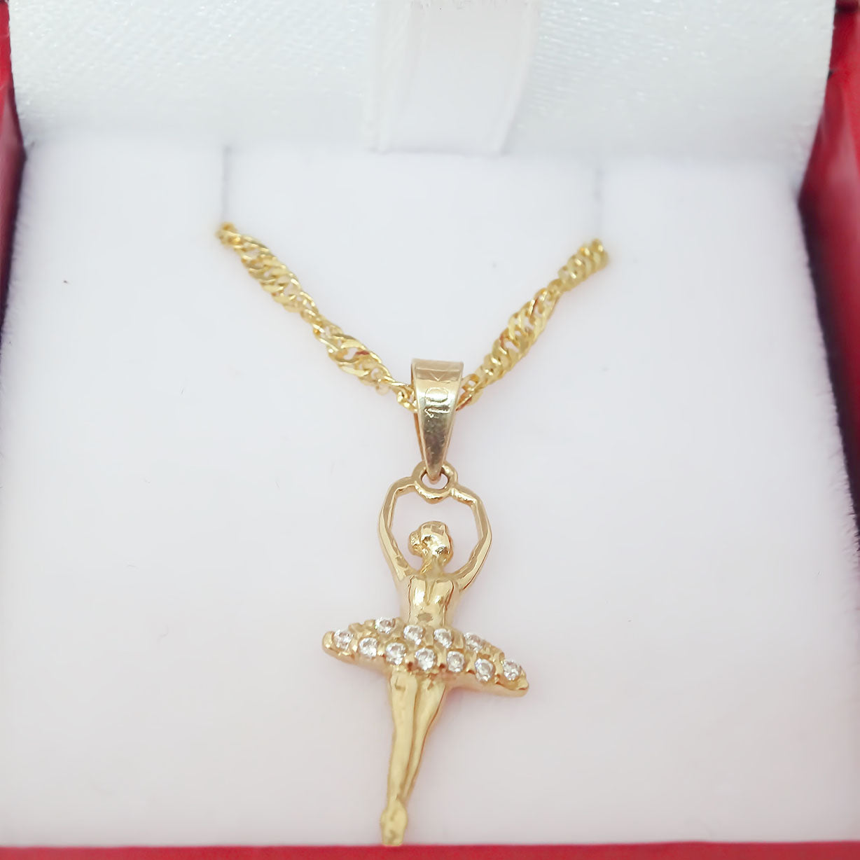 Amor Eterno - Dije Bailarina Ballet Oro Sólido 10k + Cadena de Regalo