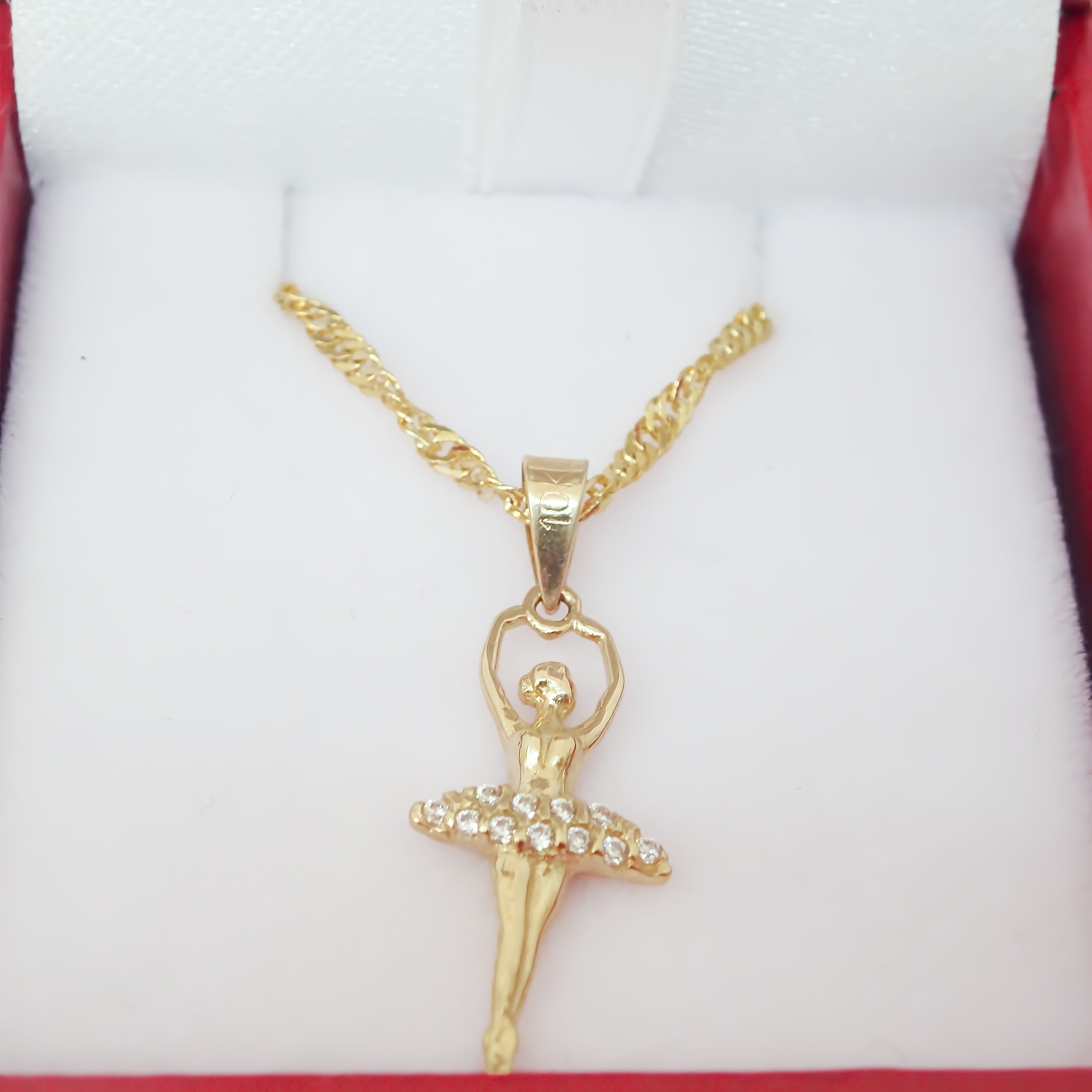 Amor Eterno - Dije Bailarina Ballet Oro Sólido 10k + Cadena de Regalo