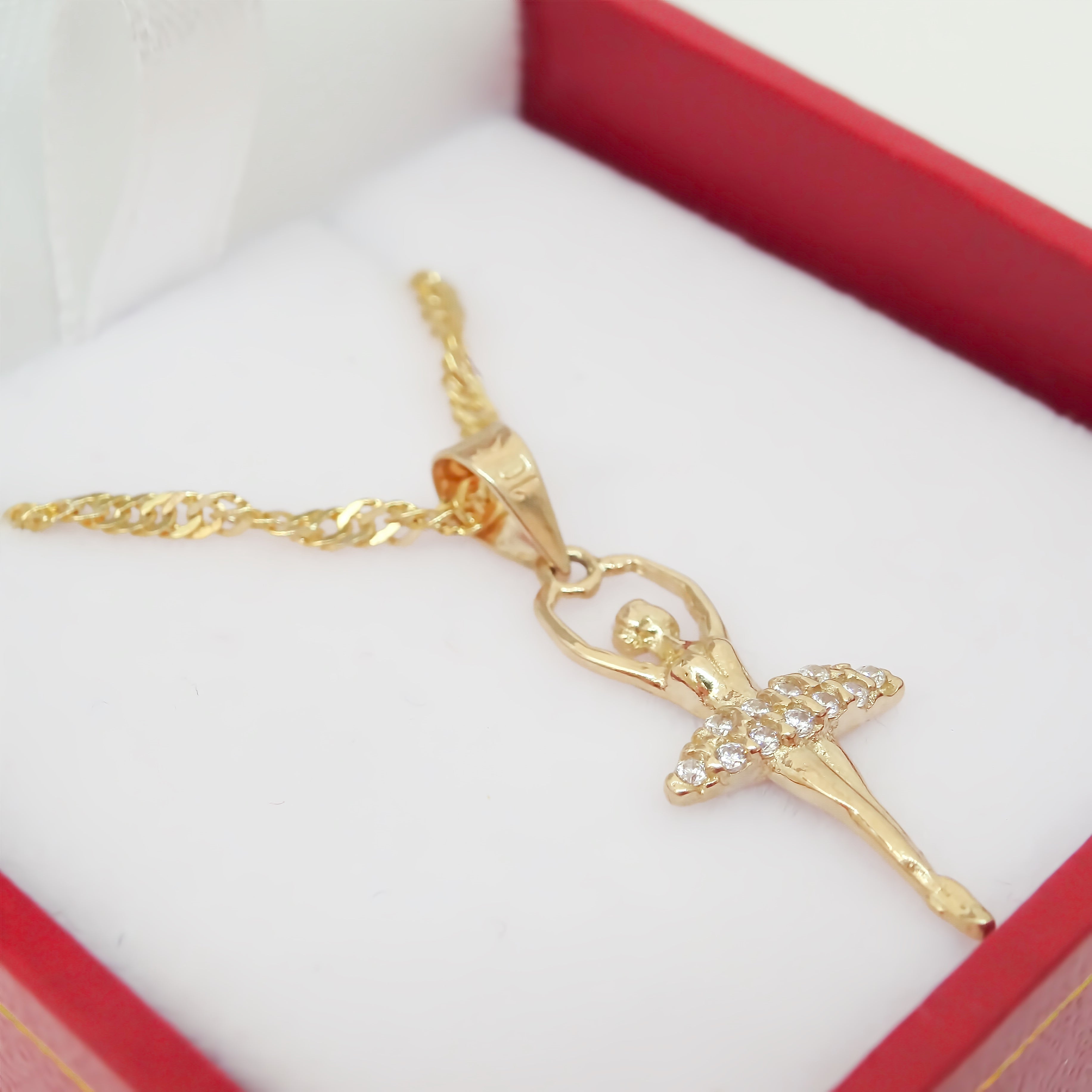 Amor Eterno - Dije Bailarina Ballet Oro Sólido 10k + Cadena de Regalo