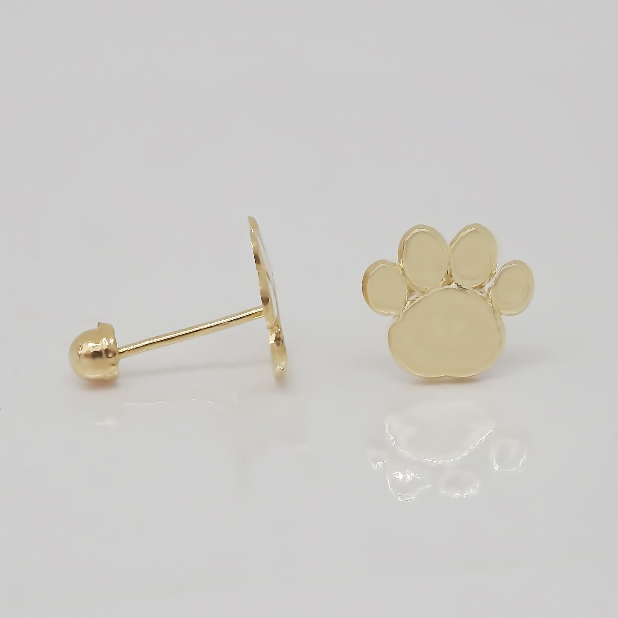 Amor Eterno - Broqueles Huella Perro Mascota Aretes Oro 10k