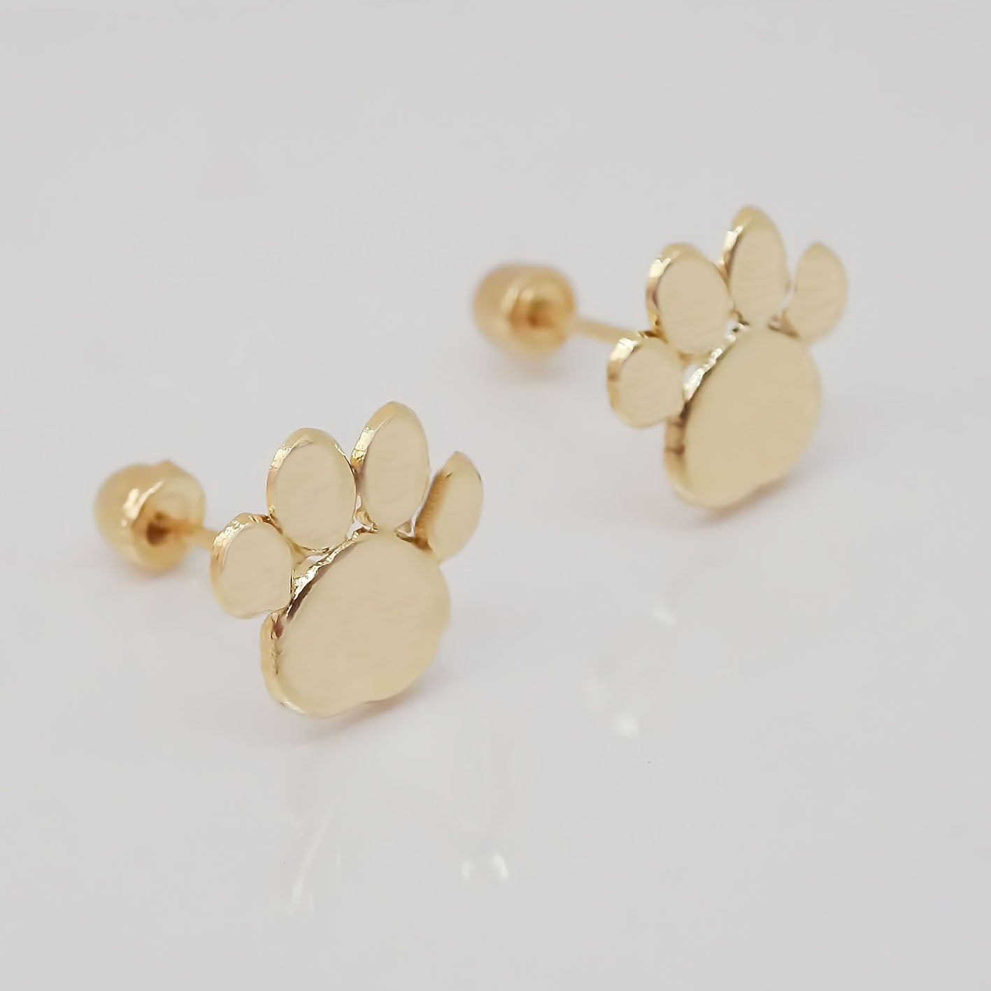 Amor Eterno - Broqueles Huella Perro Mascota Aretes Oro 10k