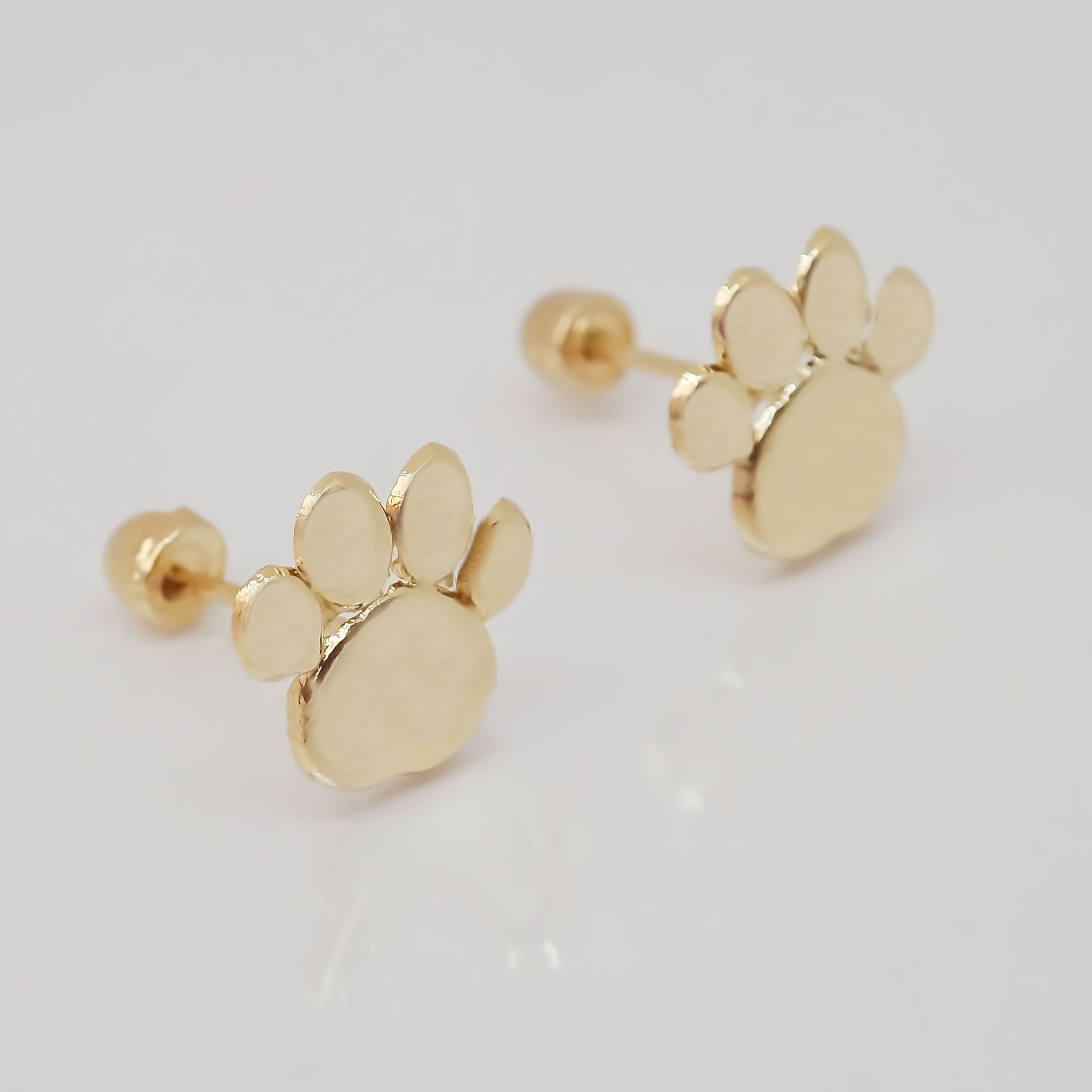 Amor Eterno - Broqueles Huella Perro Mascota Aretes Oro 10k