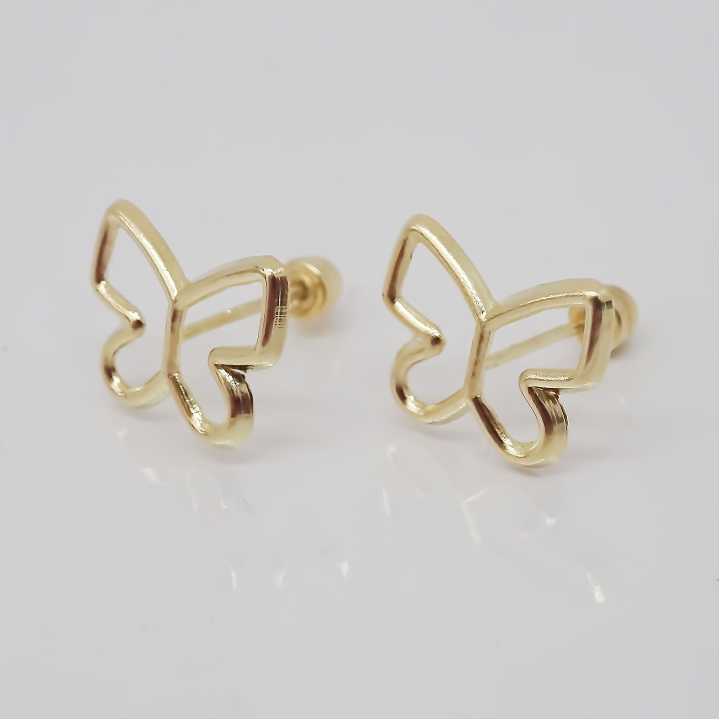 Amor Eterno - Broqueles Mariposa Minimalista Aretes Oro 10k