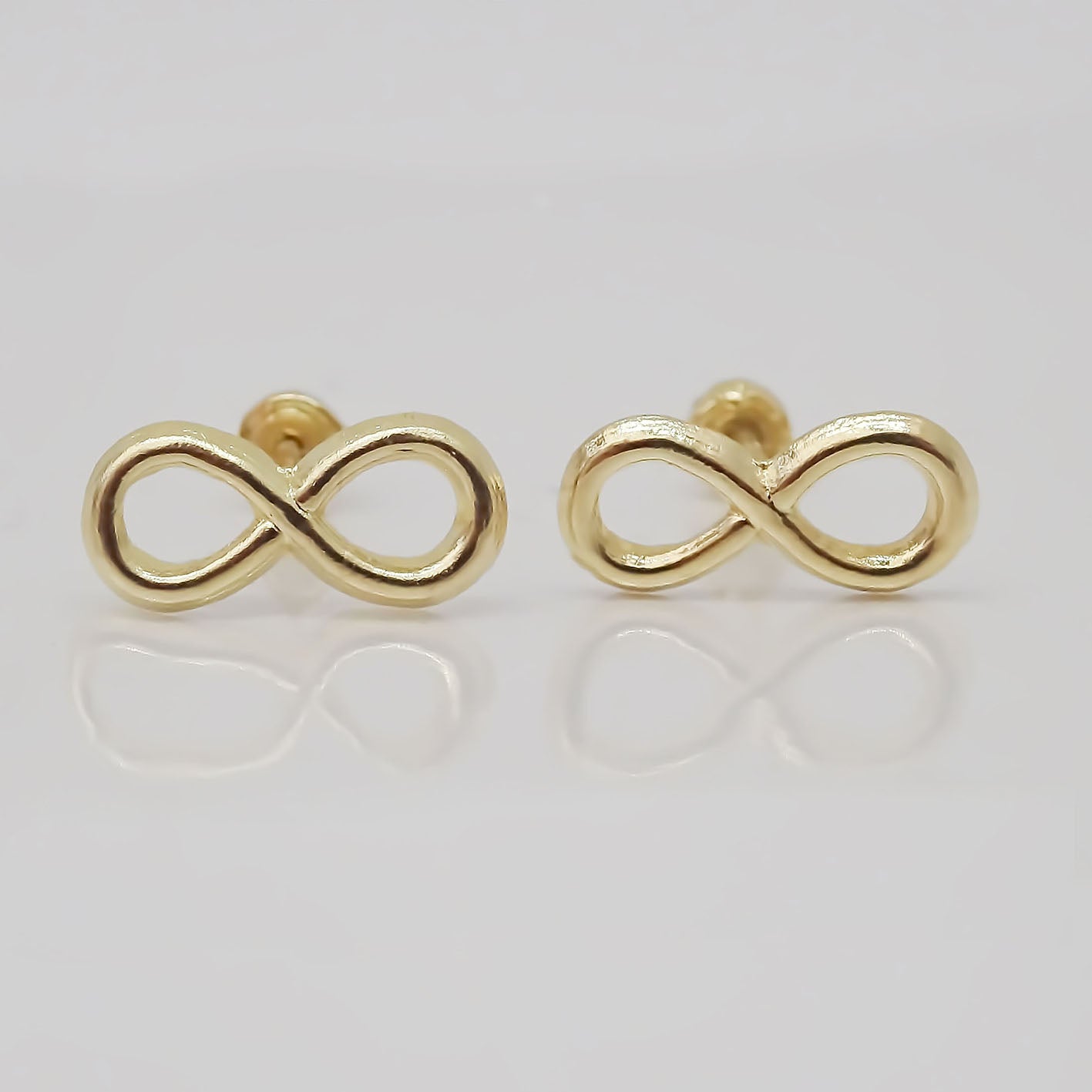 Amor Eterno - Broqueles / Infinito Liso / Aretes Oro 10k