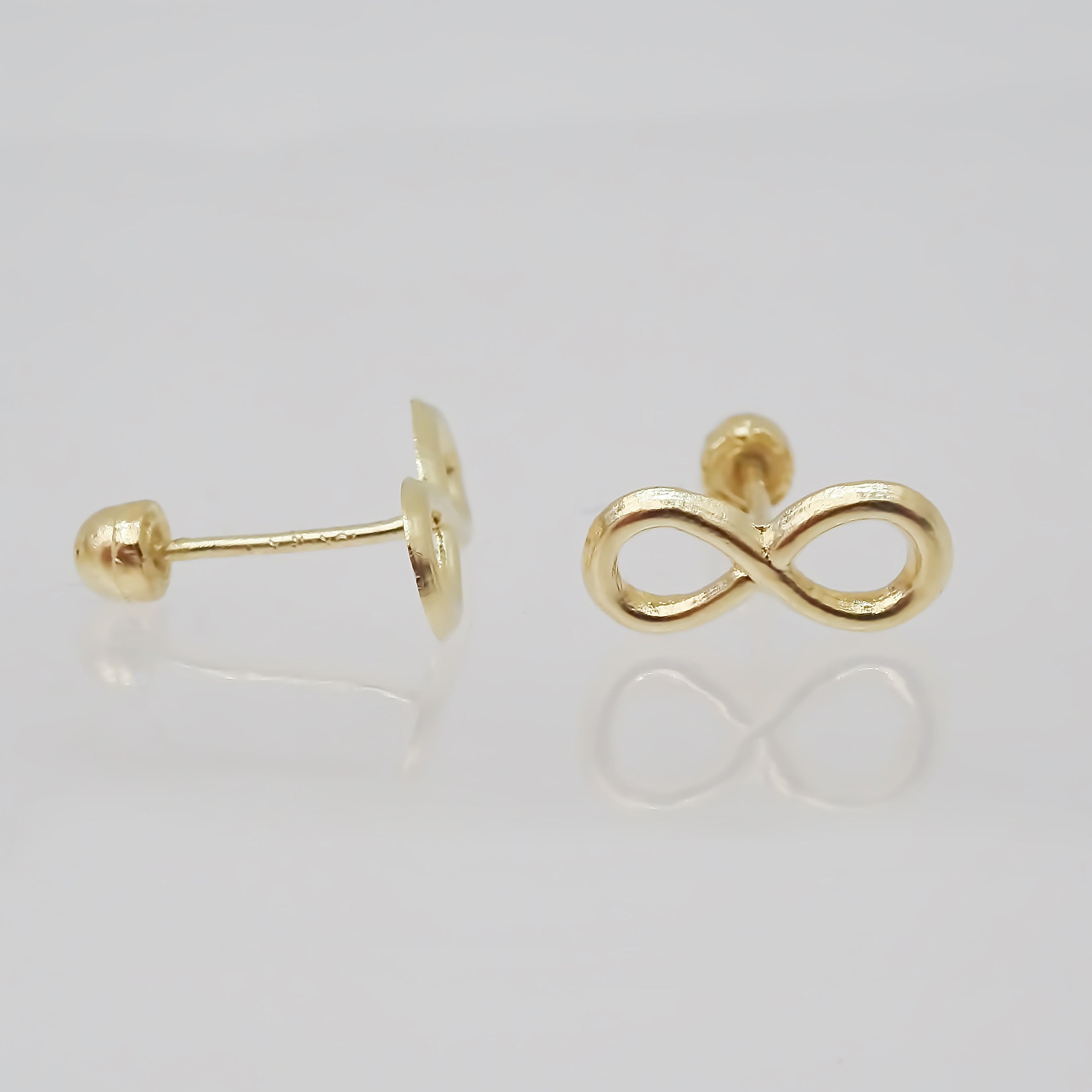 Amor Eterno - Broqueles / Infinito Liso / Aretes Oro 10k