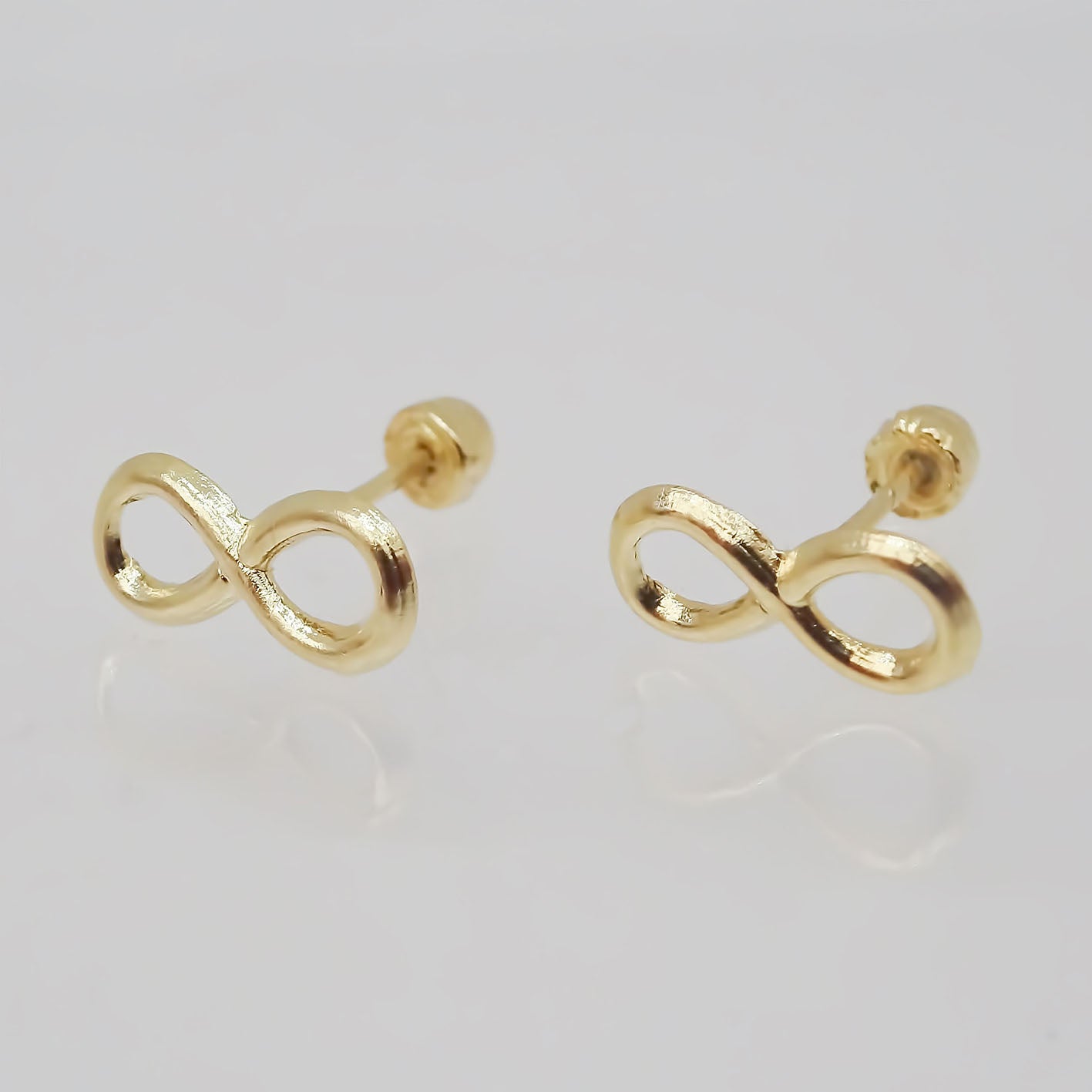 Amor Eterno - Broqueles / Infinito Liso / Aretes Oro 10k