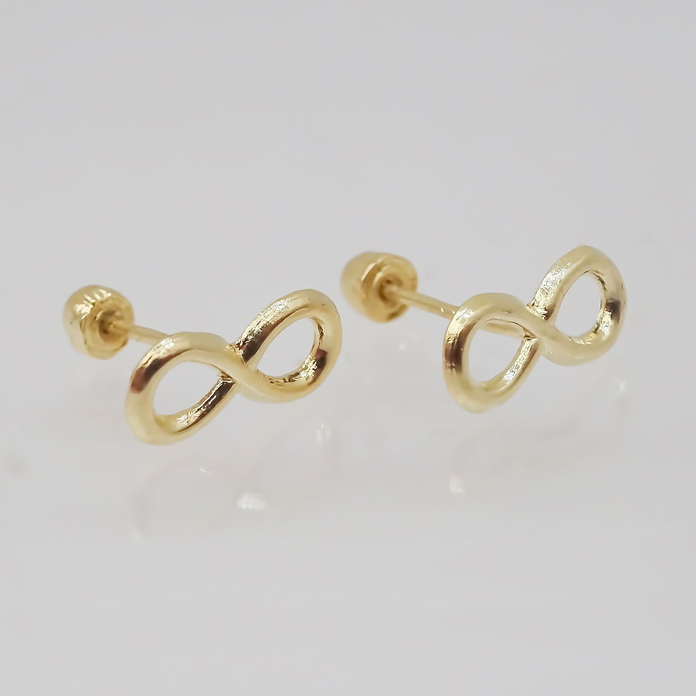 Amor Eterno - Broqueles / Infinito Liso / Aretes Oro 10k