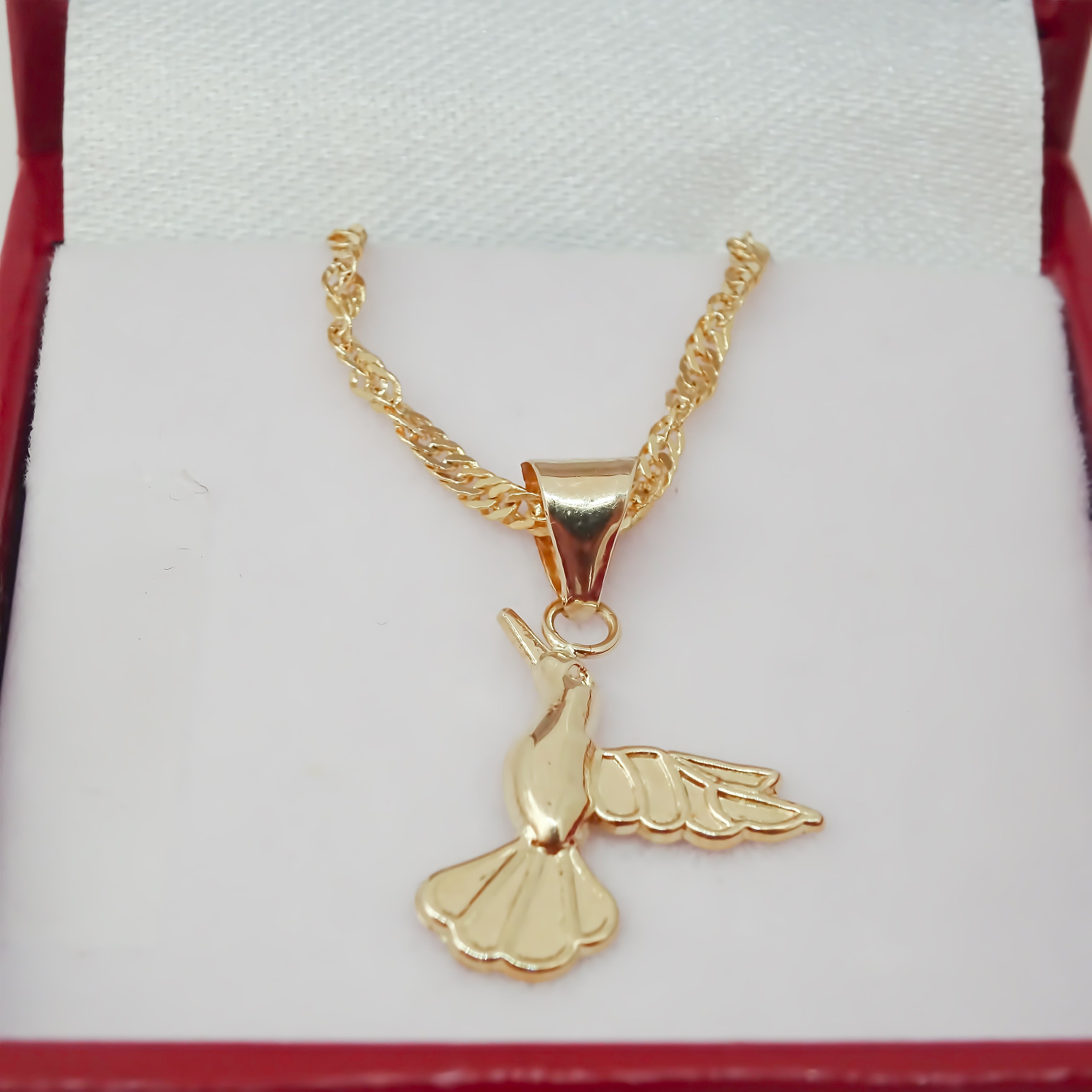 Amor Eterno - Dije Colibrí Fly / Oro Sólido 10k + Cadena