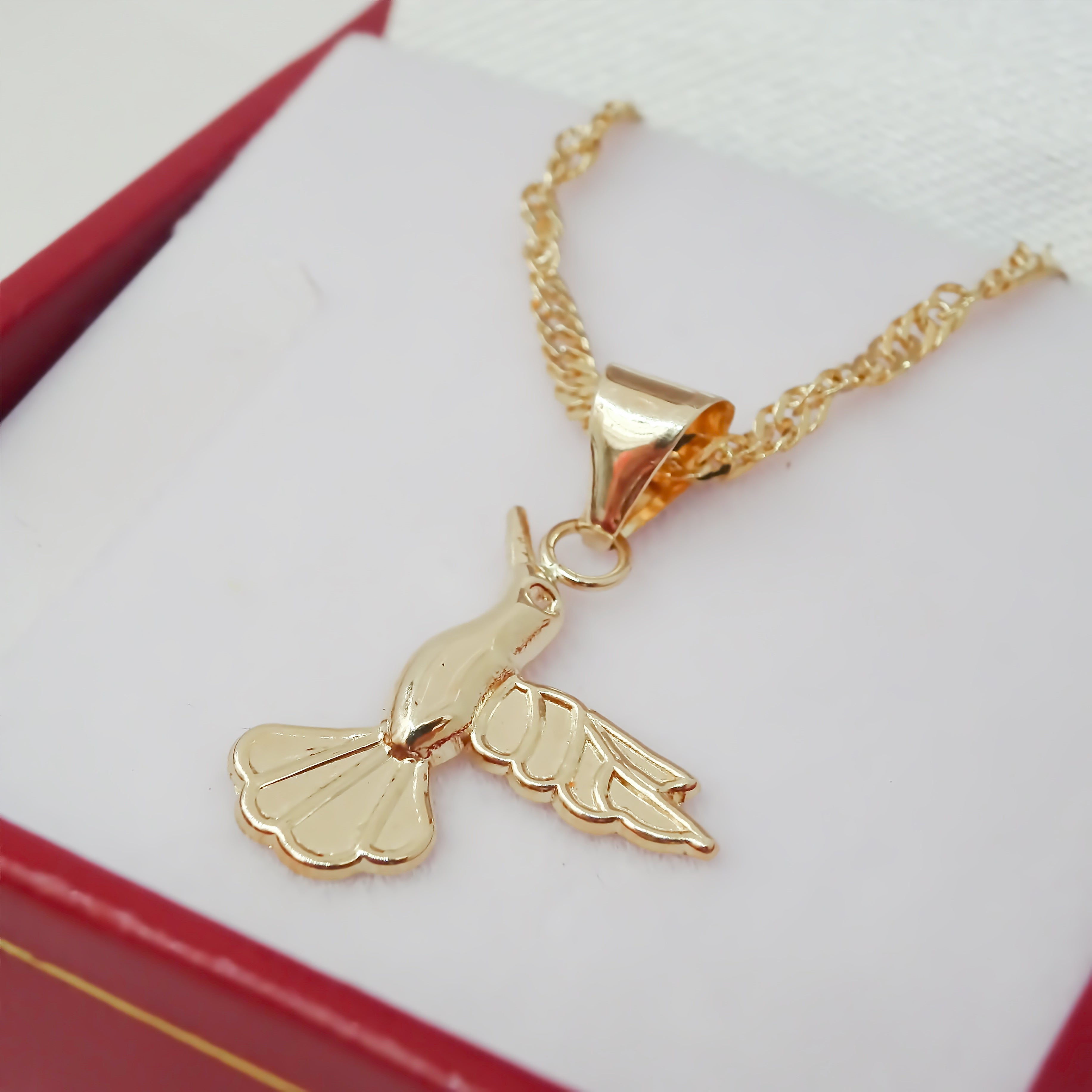 Amor Eterno - Dije Colibrí Fly / Oro Sólido 10k + Cadena