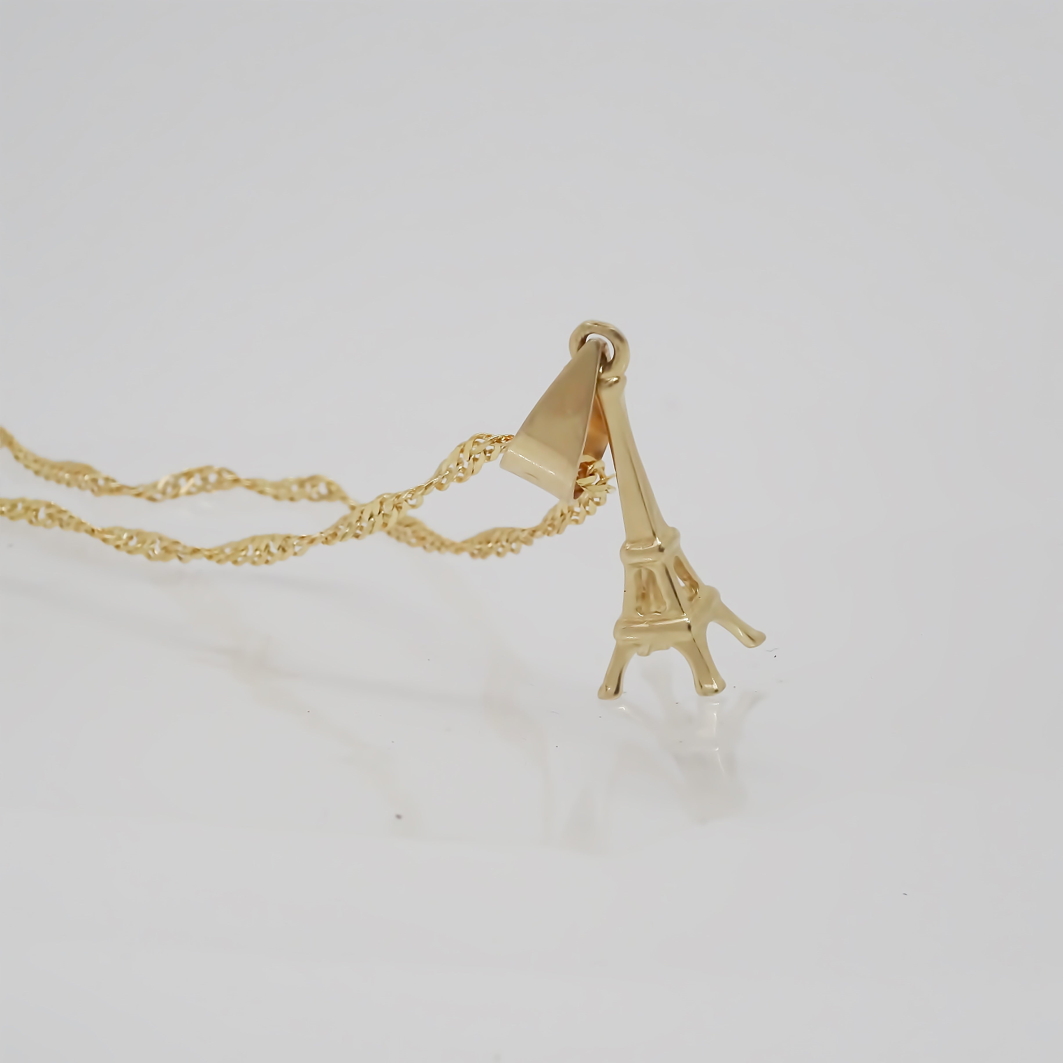 Amor Eterno - Dije De Torre Eiffel En Oro 10k Solido Amarillo + Cadena de Regalo