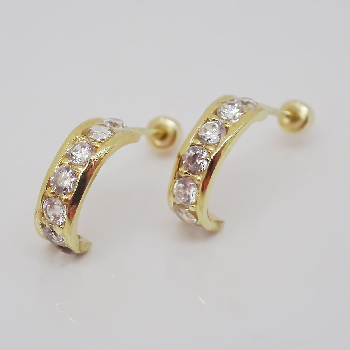 Amor Eterno - Broqueles / Media Arracada Riel Aretes Oro 10k