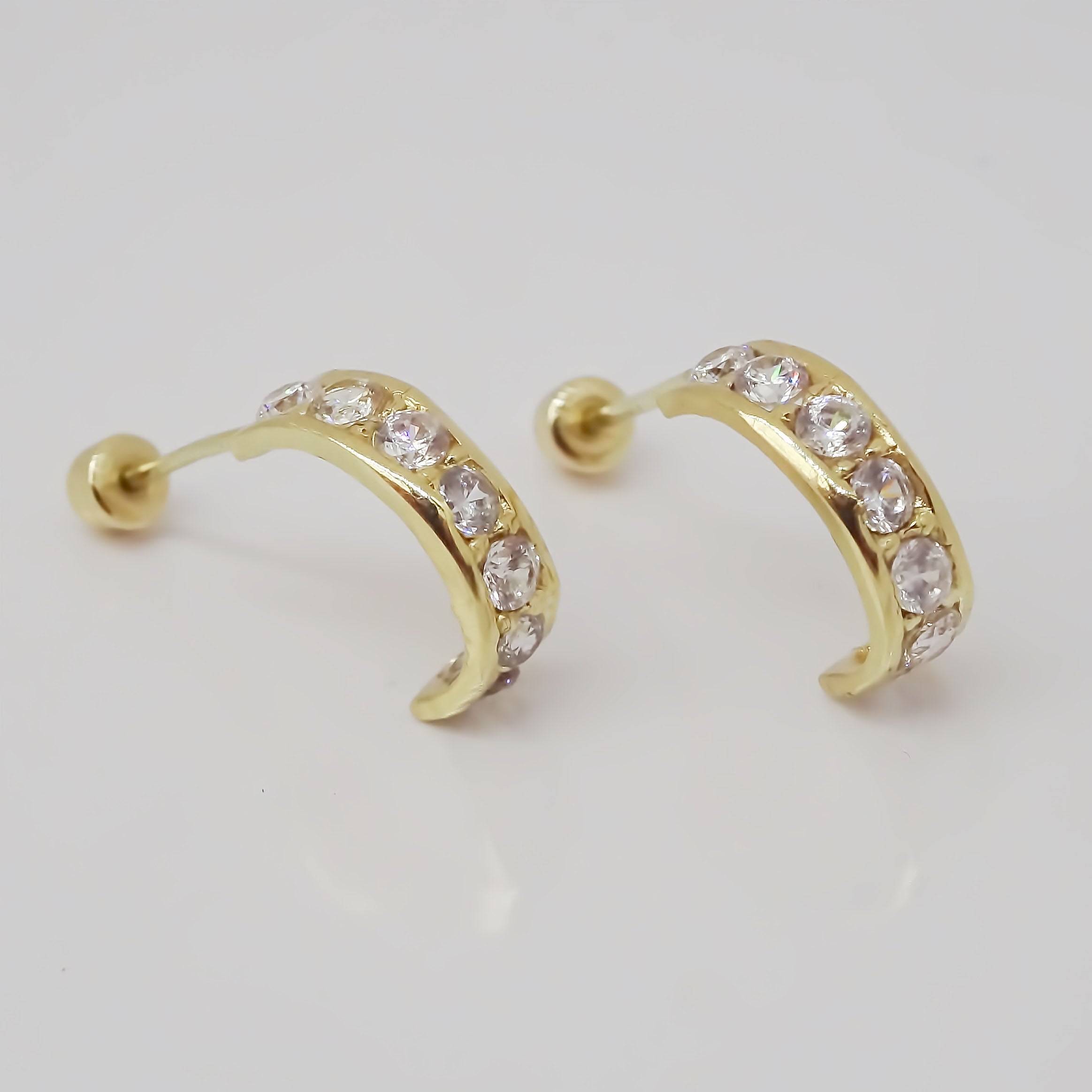 Amor Eterno - Broqueles / Media Arracada Riel Aretes Oro 10k