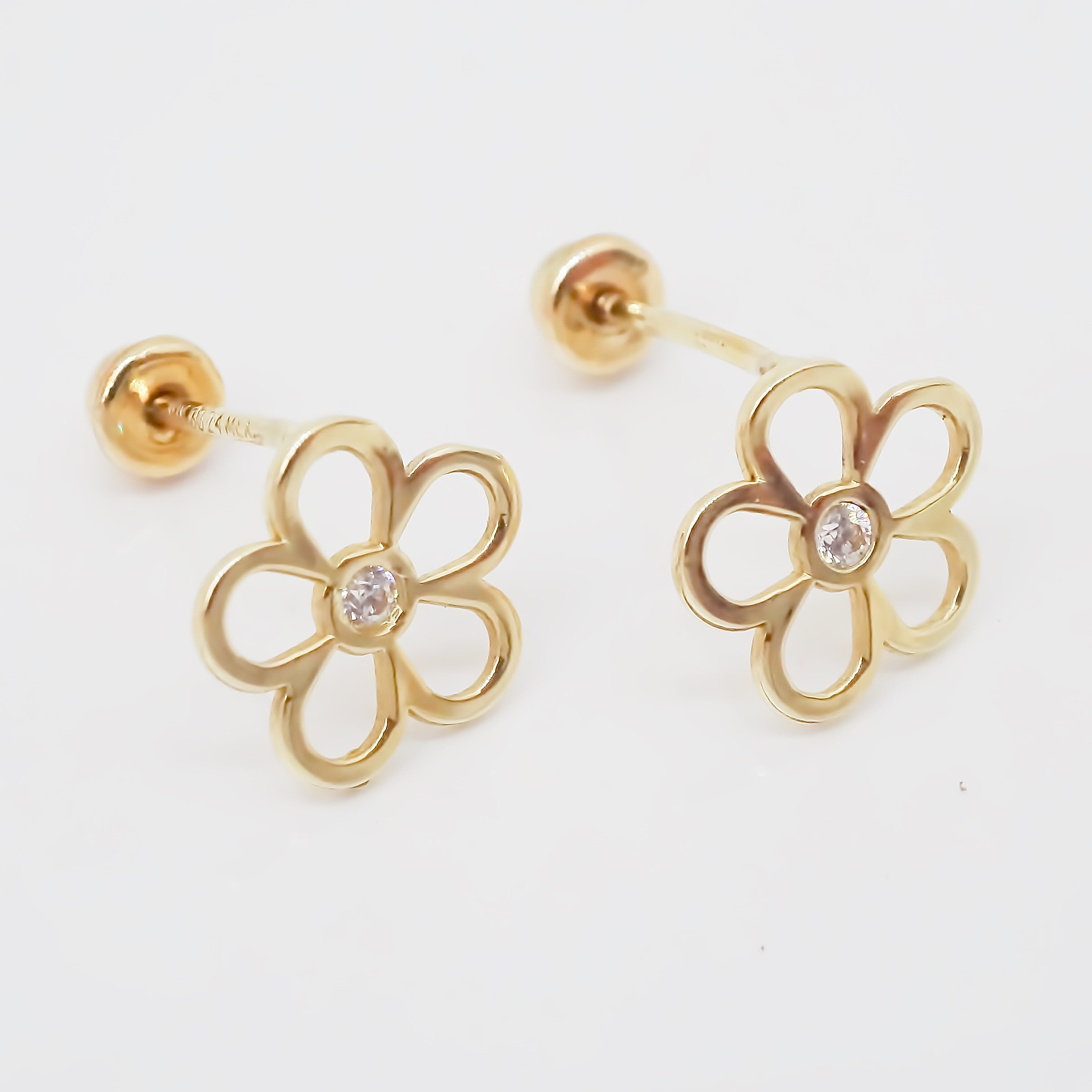 Amor Eterno - Broqueles Margarita Silueta / Aretes / Oro 10k