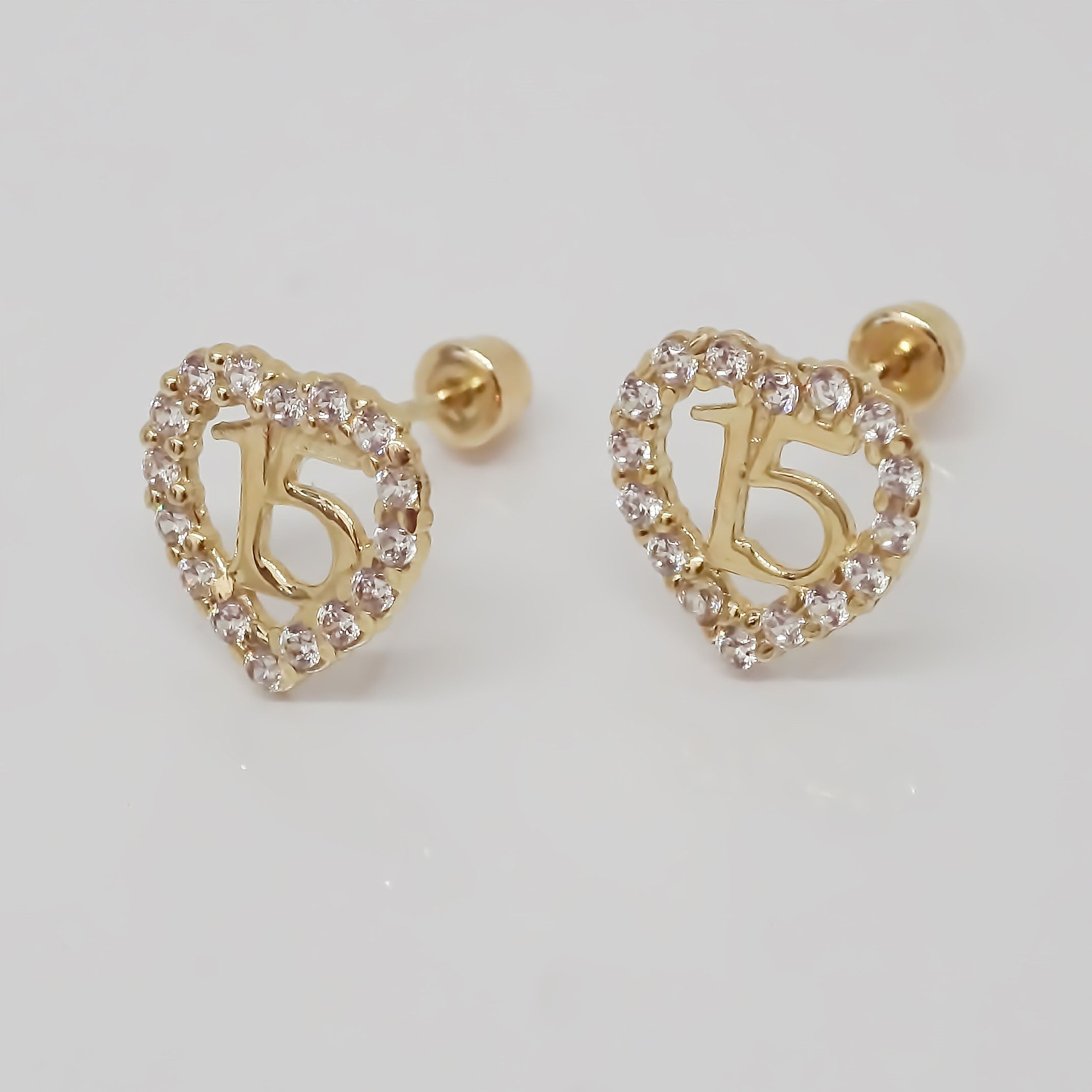 Amor Eterno - Broqueles / 15 Xv Años Corazón Aretes Oro 10k