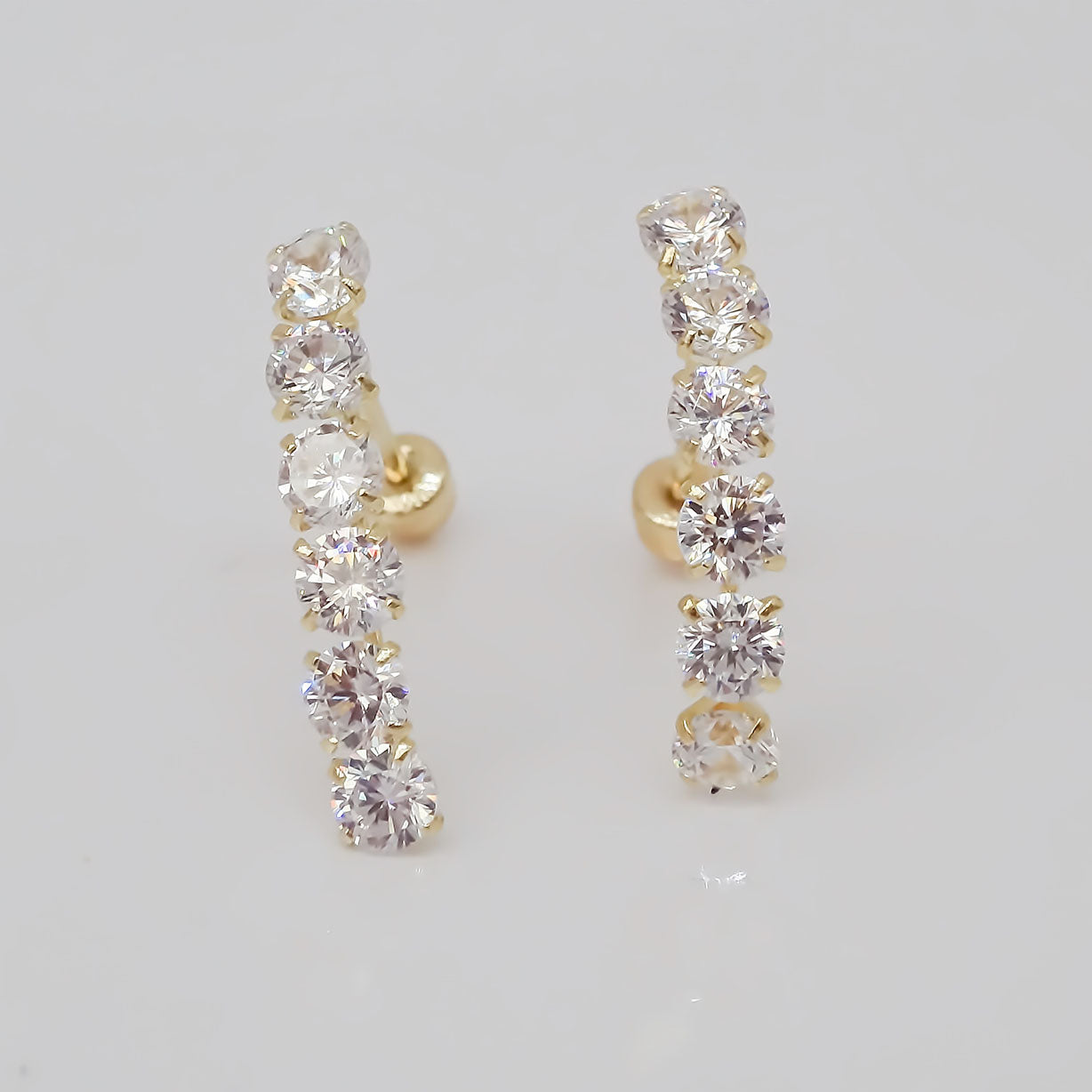 Amor Eterno - Broqueles Lambada 6 Piedras / Aretes / Oro 10k
