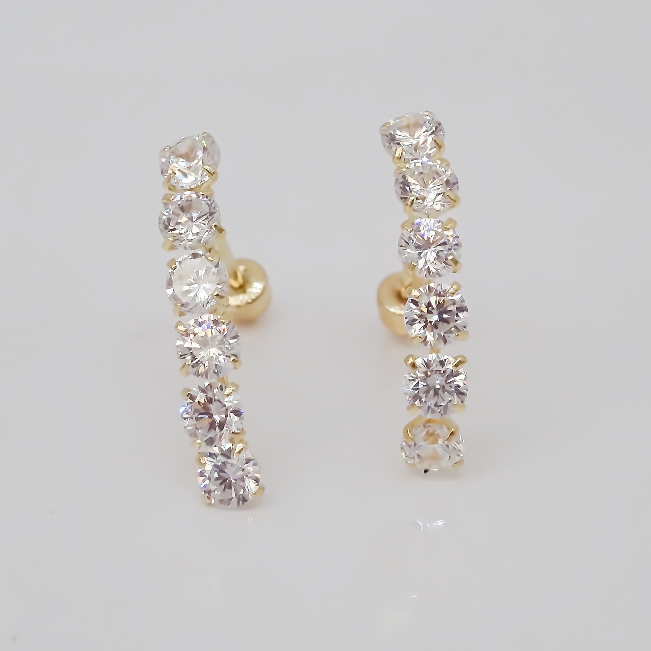 Amor Eterno - Broqueles Lambada 6 Piedras / Aretes / Oro 10k
