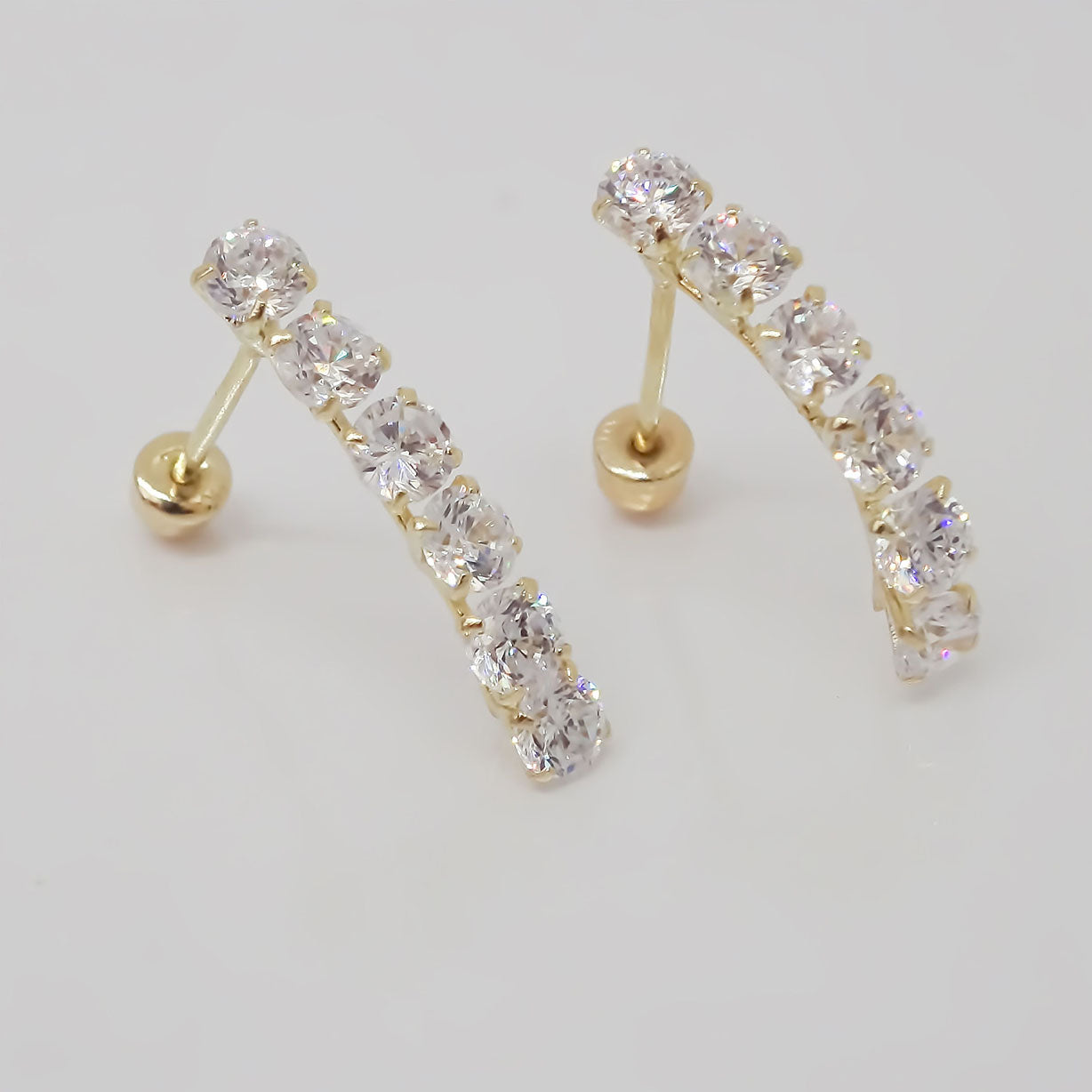 Amor Eterno - Broqueles Lambada 6 Piedras / Aretes / Oro 10k