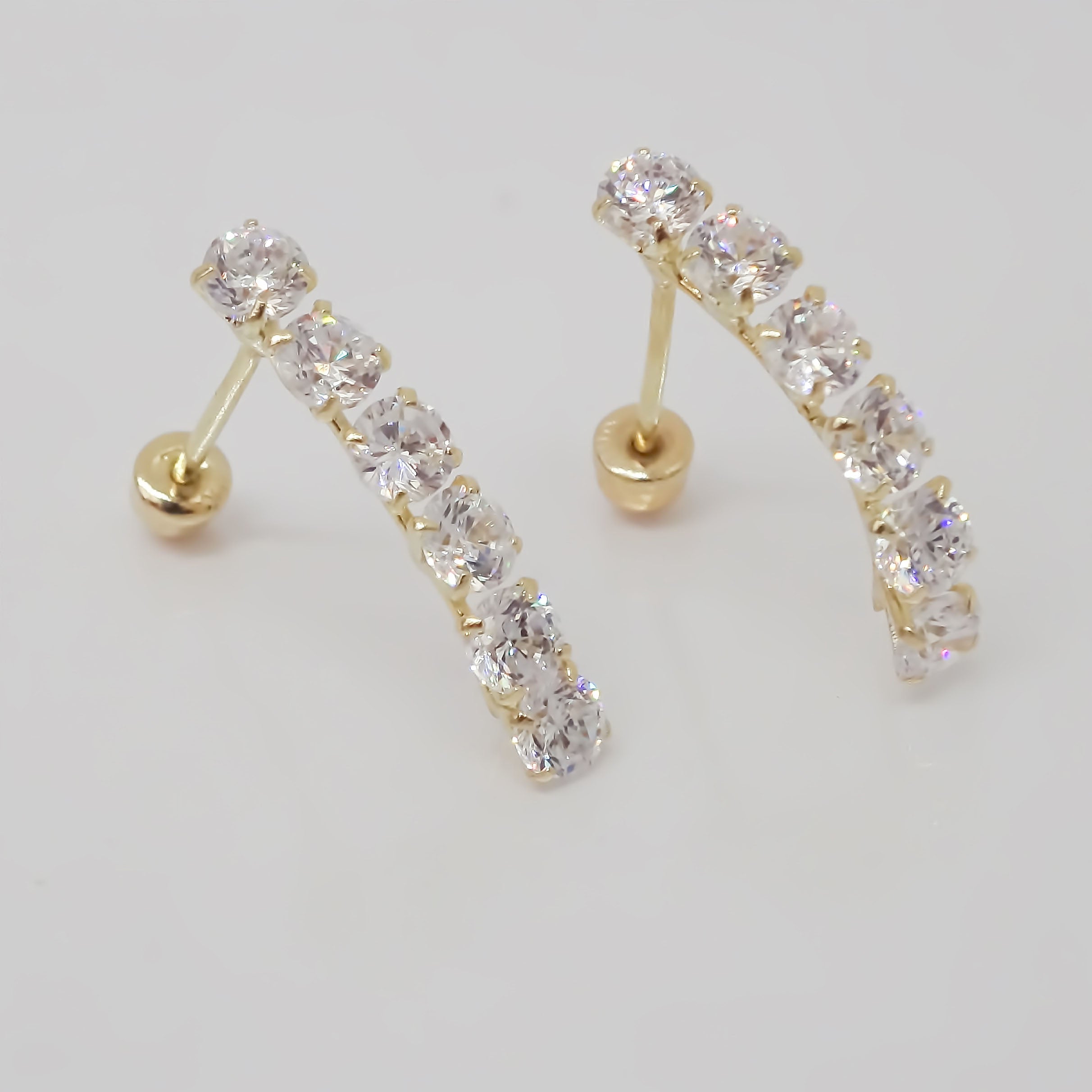 Amor Eterno - Broqueles Lambada 6 Piedras / Aretes / Oro 10k