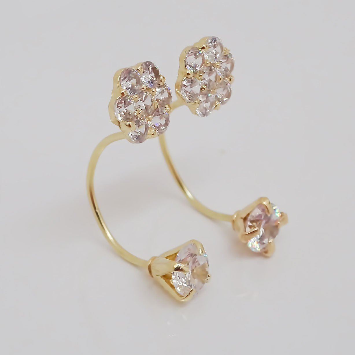Amor Eterno - Broqueles Curvos Roseta/ Aretes Oro 10k