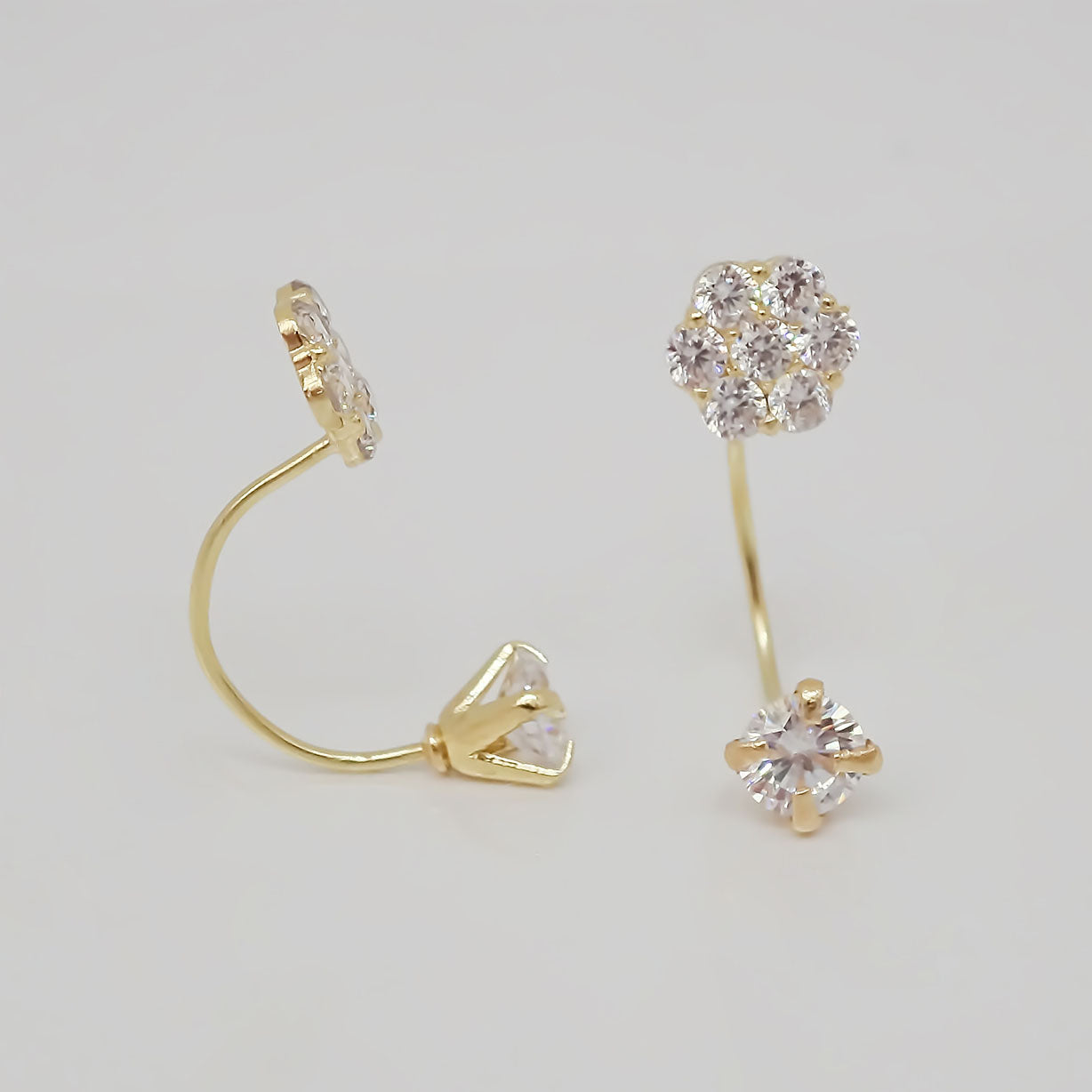 Amor Eterno - Broqueles Curvos Roseta/ Aretes Oro 10k