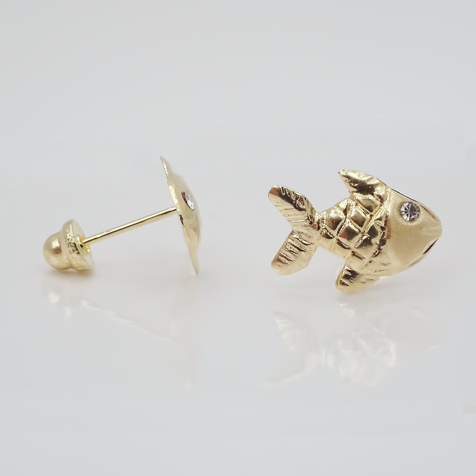 Amor Eterno - Broqueles Pez Playa / Aretes / Oro Sólido 10k