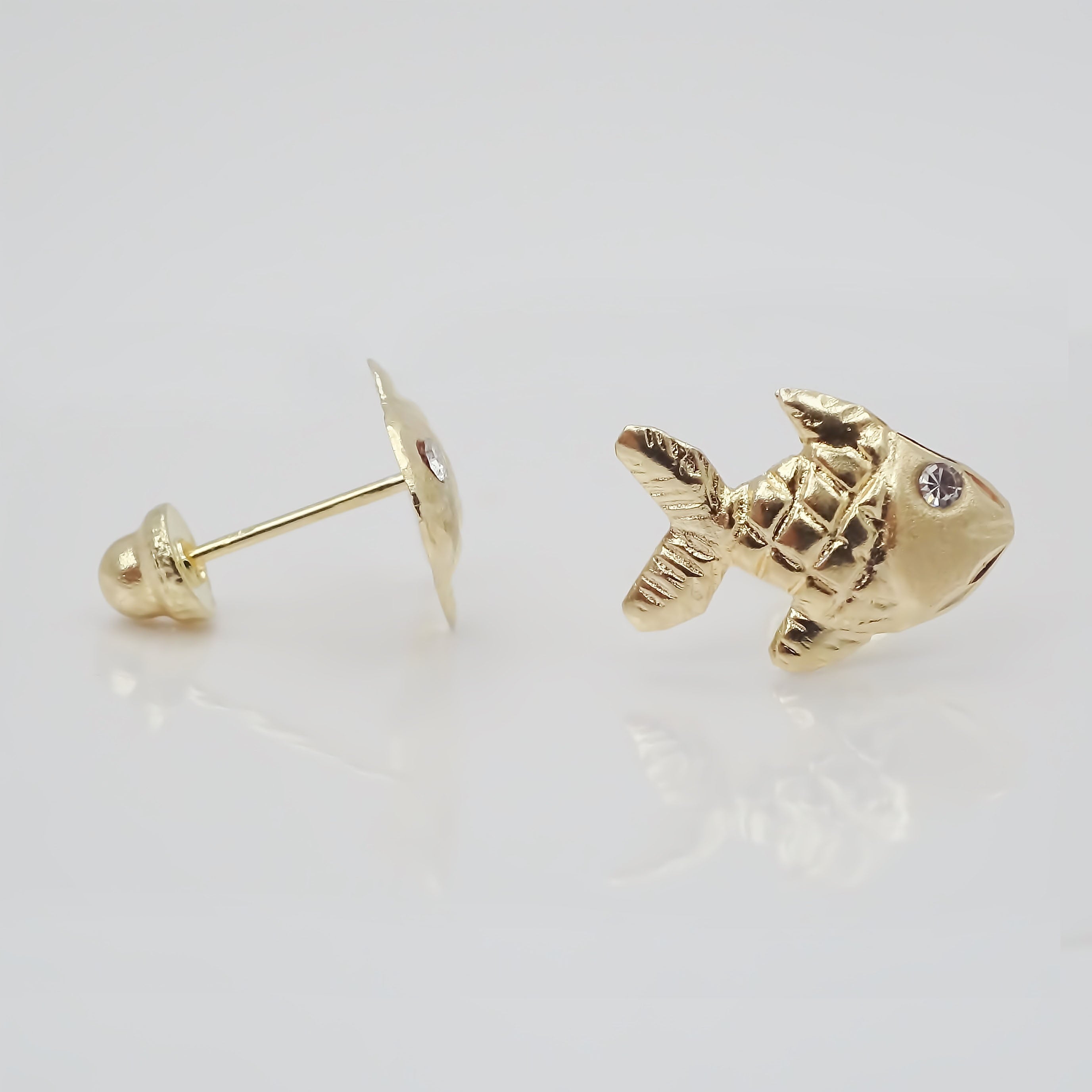Amor Eterno - Broqueles Pez Playa / Aretes / Oro Sólido 10k