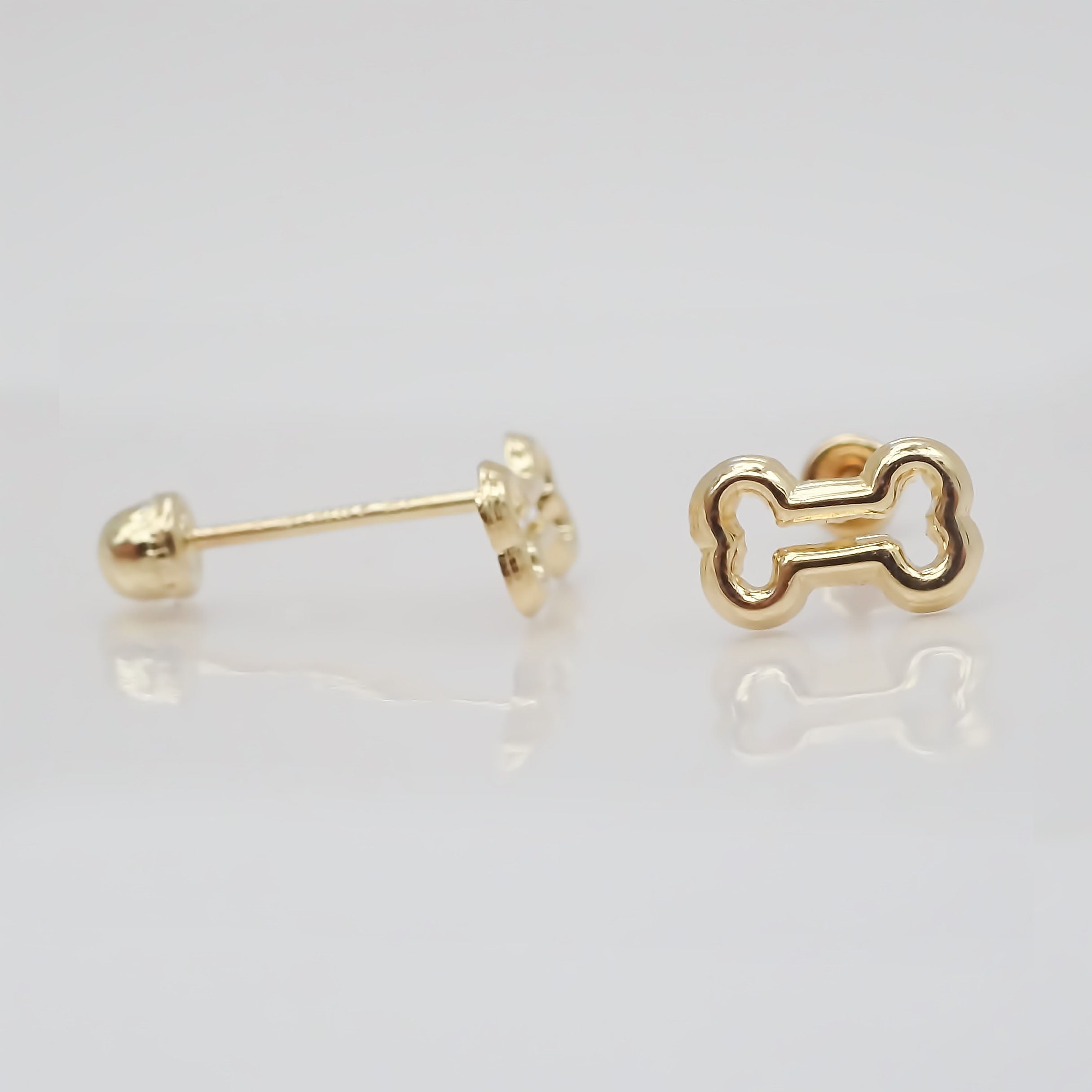 Amor Eterno - Broqueles Aretes Hueso Mascota Silueta Oro 10k