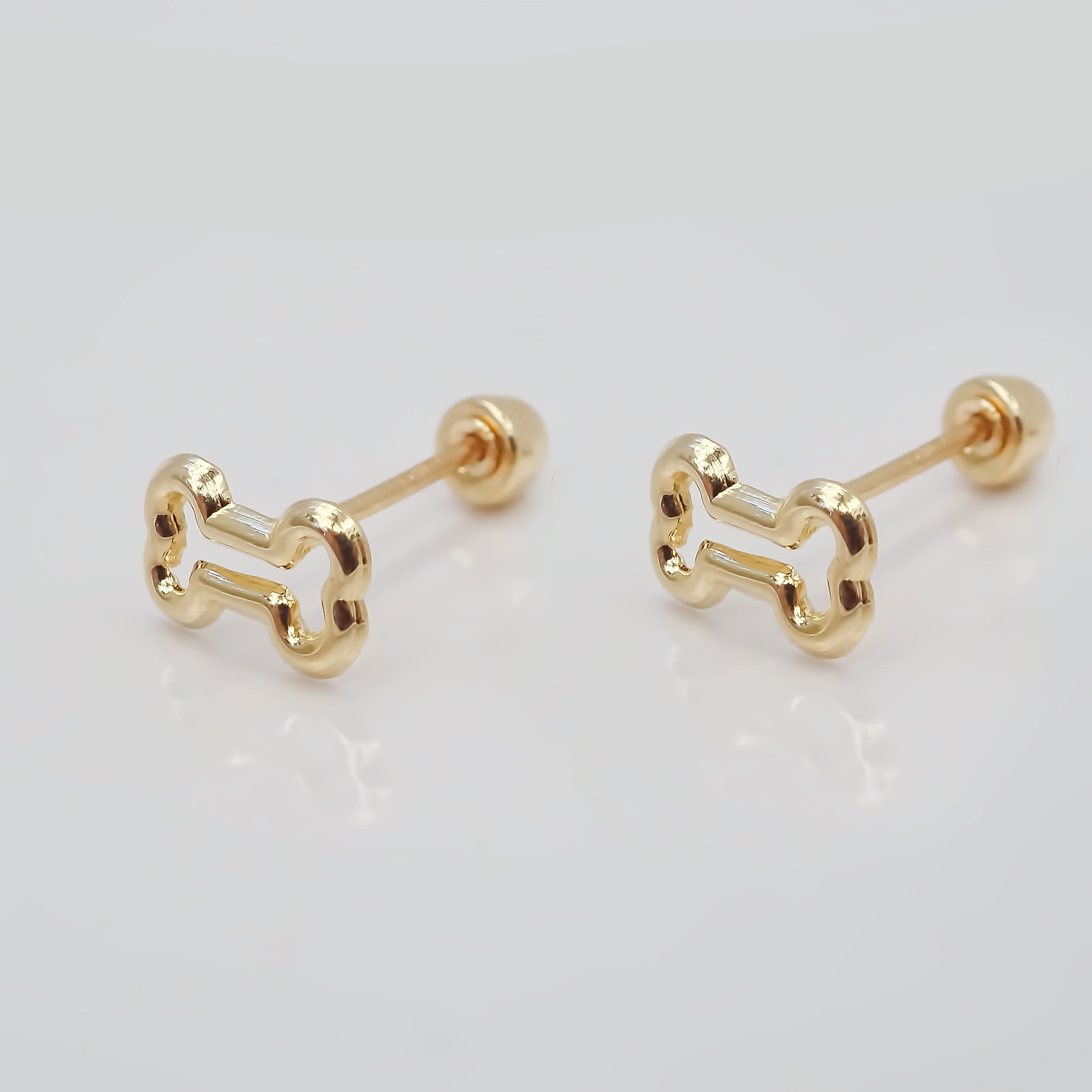 Amor Eterno - Broqueles Aretes Hueso Mascota Silueta Oro 10k