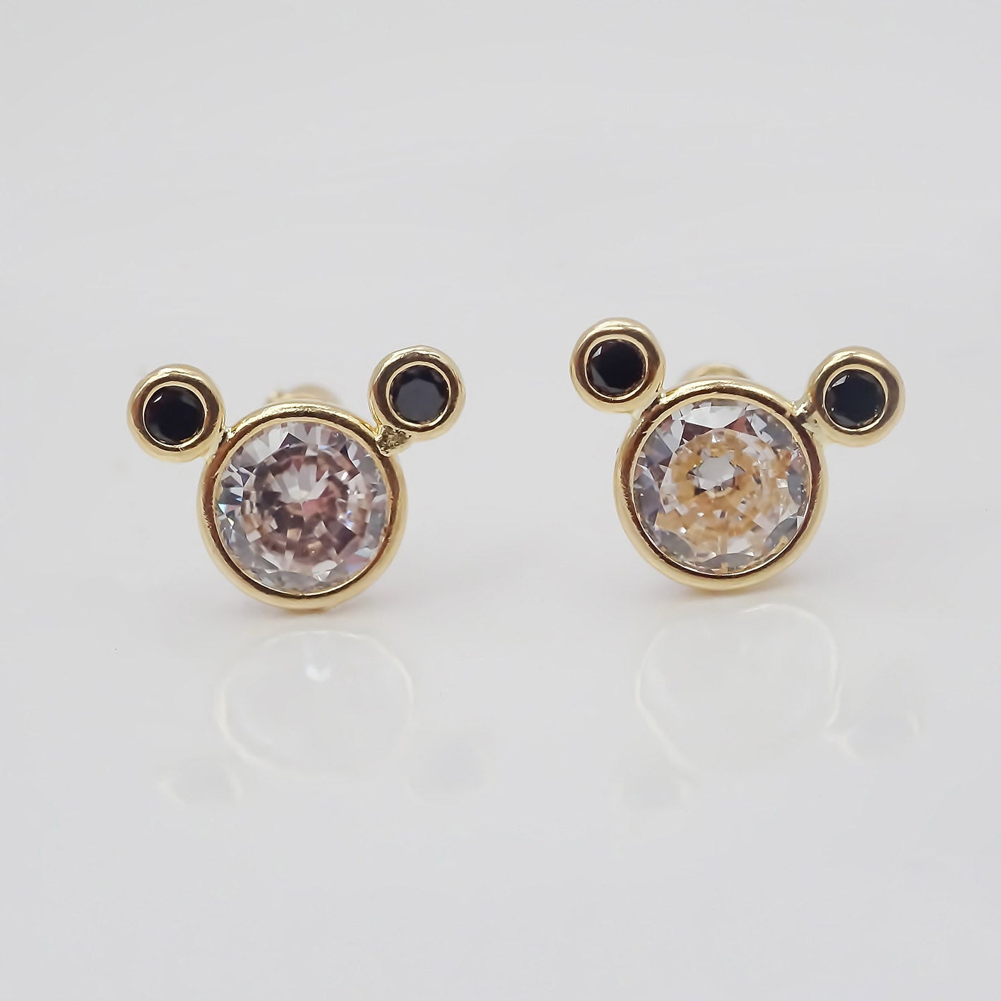 Amor Eterno - Broqueles / Disney Bisel Dama Mickey / Oro 10k