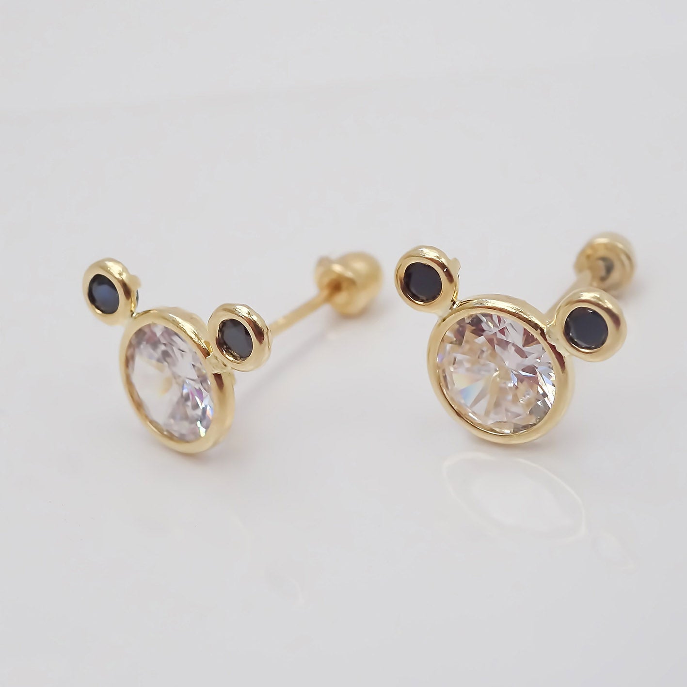 Amor Eterno - Broqueles / Disney Bisel Dama Mickey / Oro 10k