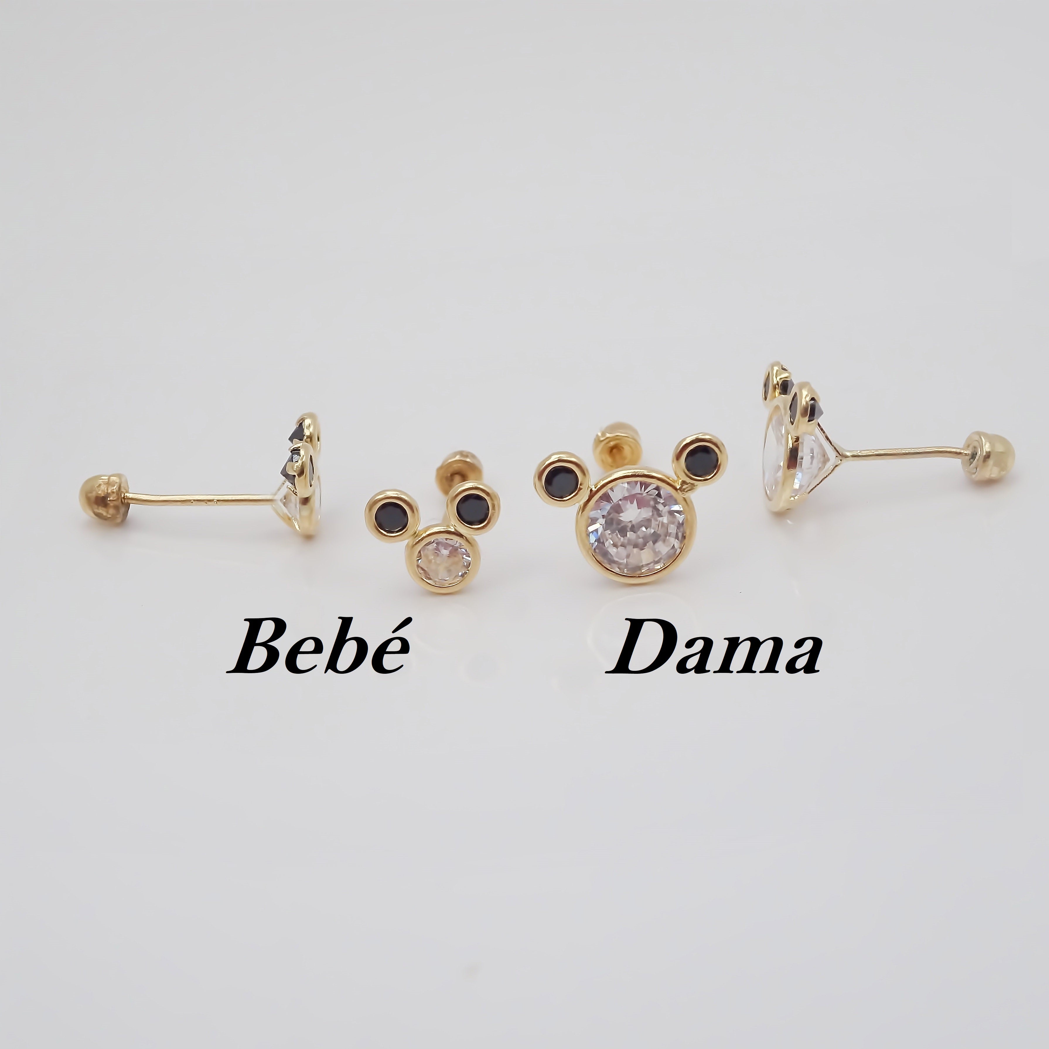 Amor Eterno - Broqueles / Disney Bisel Dama Mickey / Oro 10k