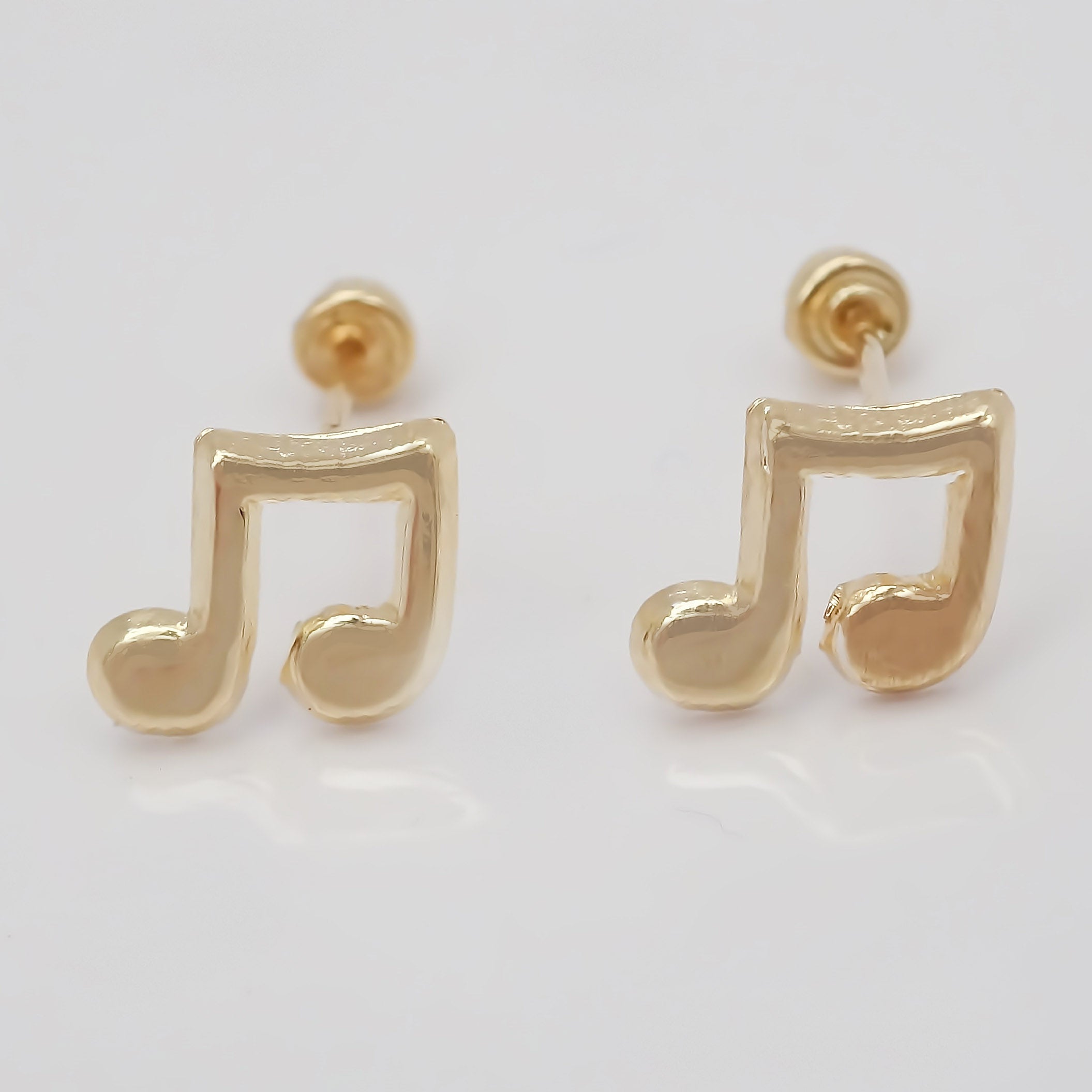 Amor Eterno - Broqueles Aretes / Nota Musical / Oro 10k